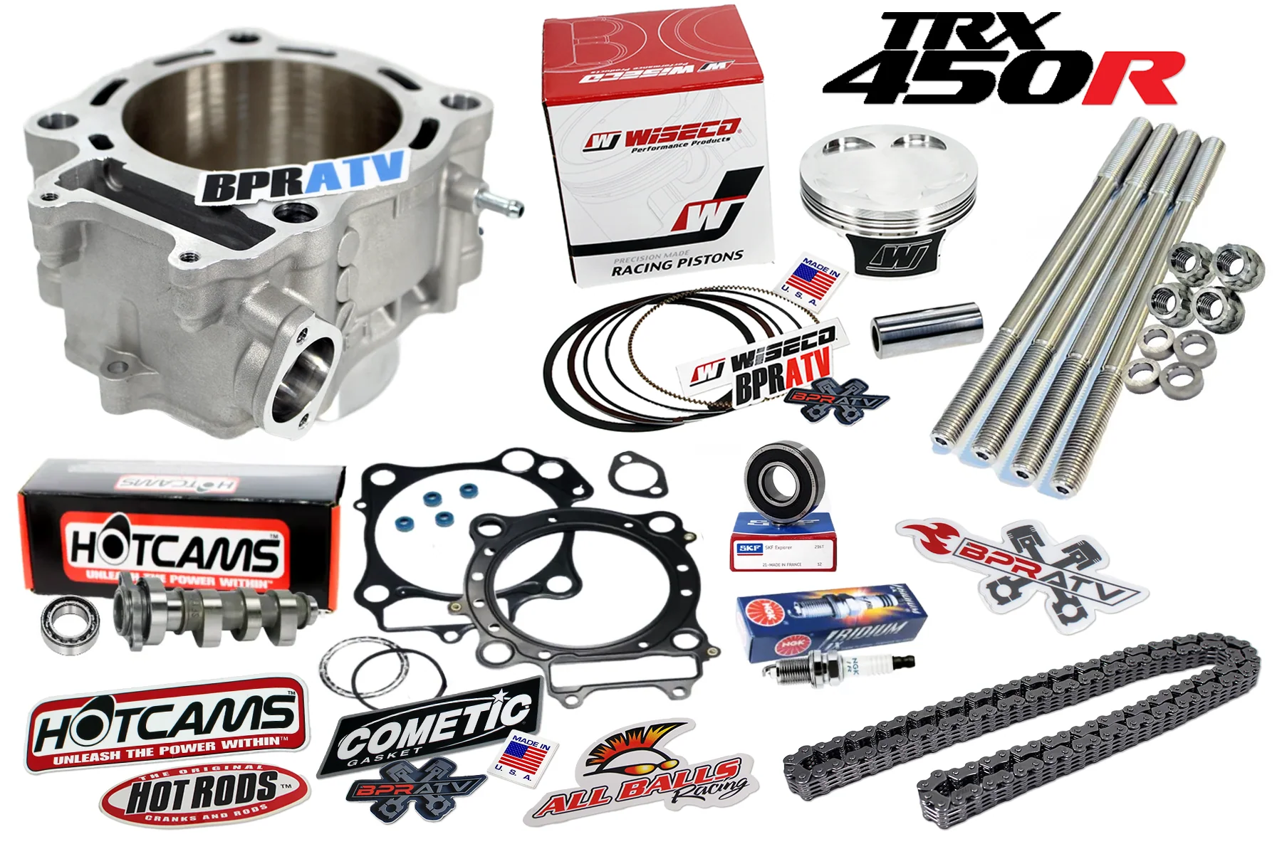 04 05 TRX 450R Stock Top End Engine Rebuild Kit Replacement Stage 2 Hot Cams Kit - Image 19