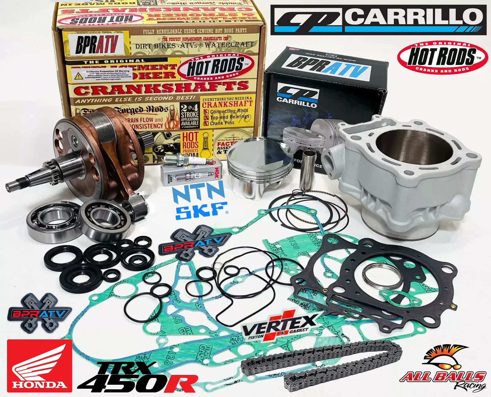 04 05 TRX450R TRX 450R CP Piston OEM Stock Bore Cylinder Crank Motor Rebuild Kit - Image 2