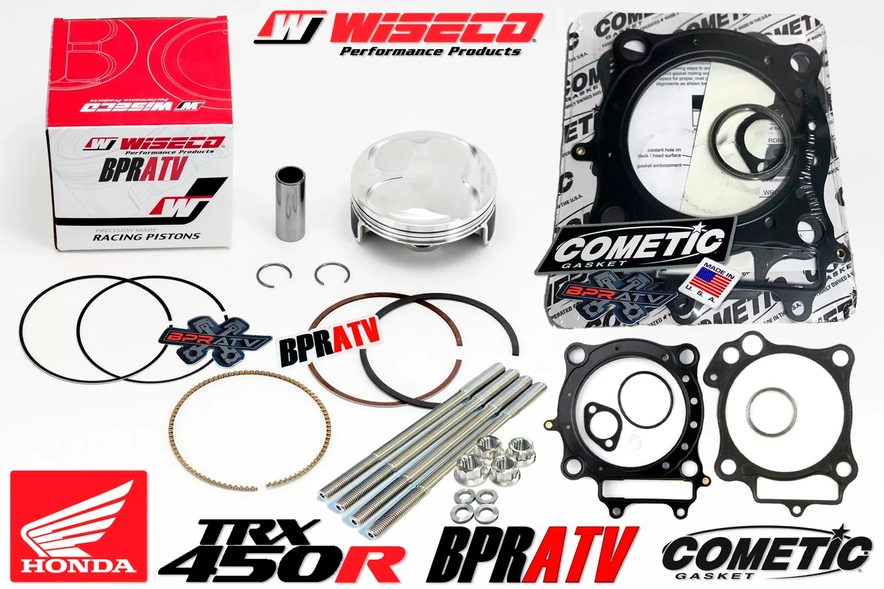 04-05 TRX450R TRX 450R Wiseco RACE Piston 14:1 Cometic Gasket Titanium Stud Kit! - Image 7