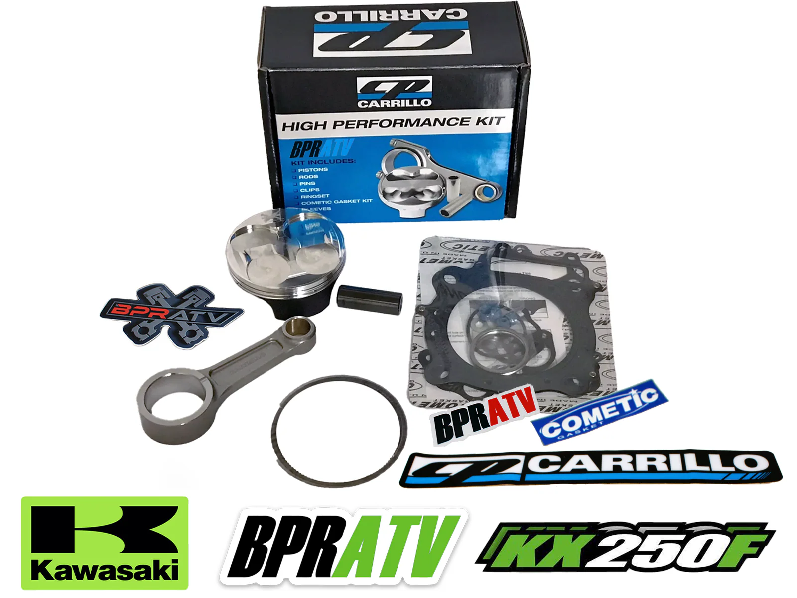 04-09 Kawasaki KX250F KX 250F 77mm CP RACE Piston Cometic Gaskets Carrillo Rod - Image 2