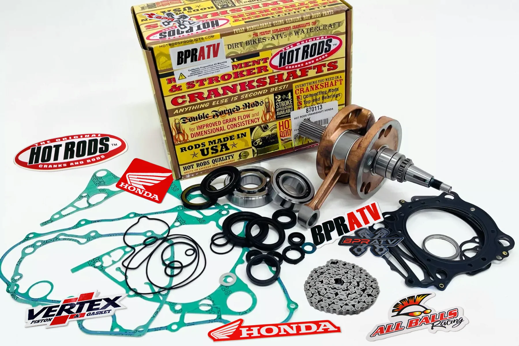 06-14 Honda TRX450R TRX 450ER Hot Rods Crankshaft SKF & NTN Bearings Gaskets Kit