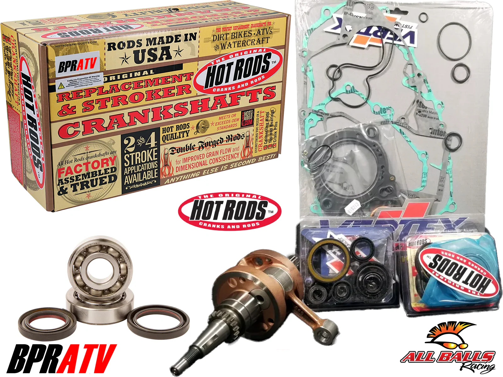 06-14 Honda TRX450R TRX 450ER Hot Rods Crankshaft SKF & NTN Bearings Gaskets Kit - Image 2