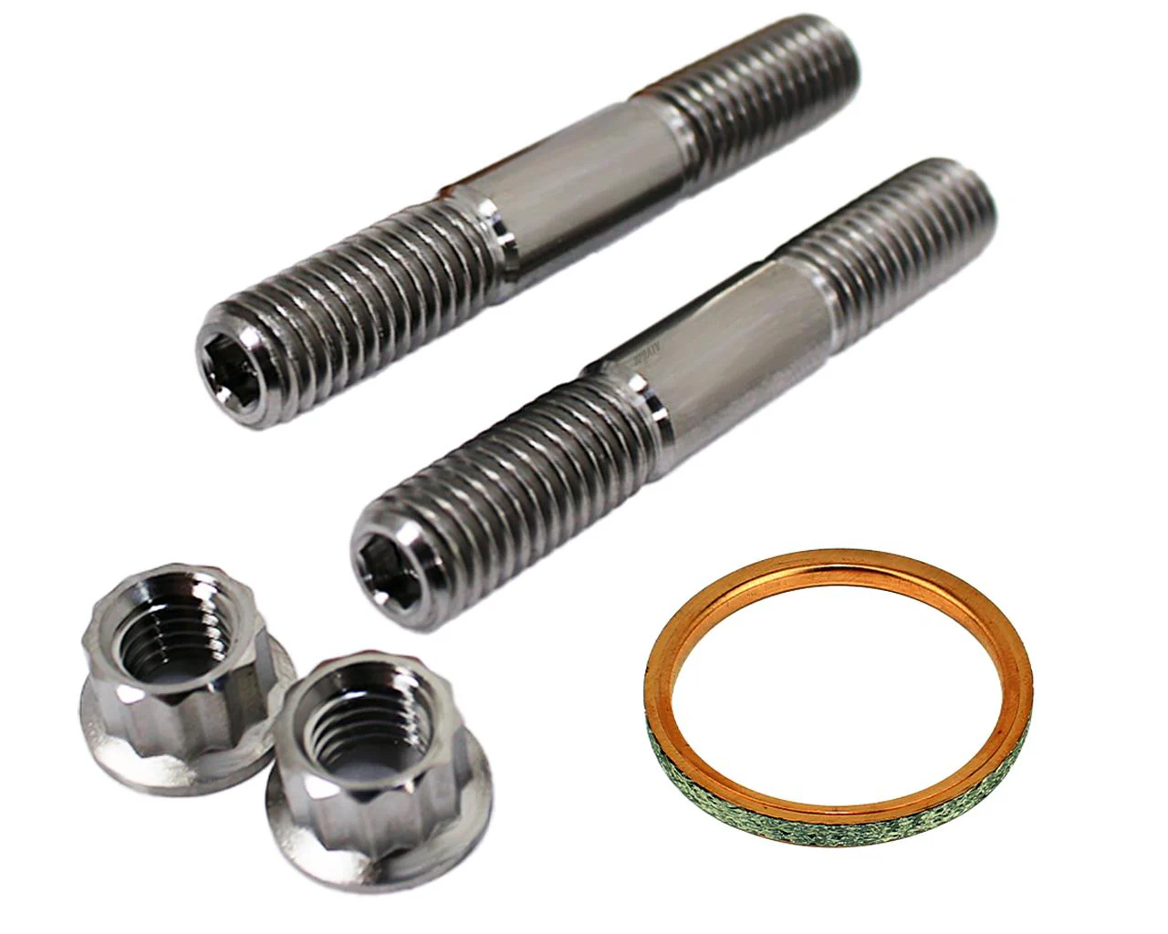 06-14 Raptor 700 TITANIUM Exhaust Studs Nut Donuts Gaskets Ti Head Pipe Stud Kit - Image 21