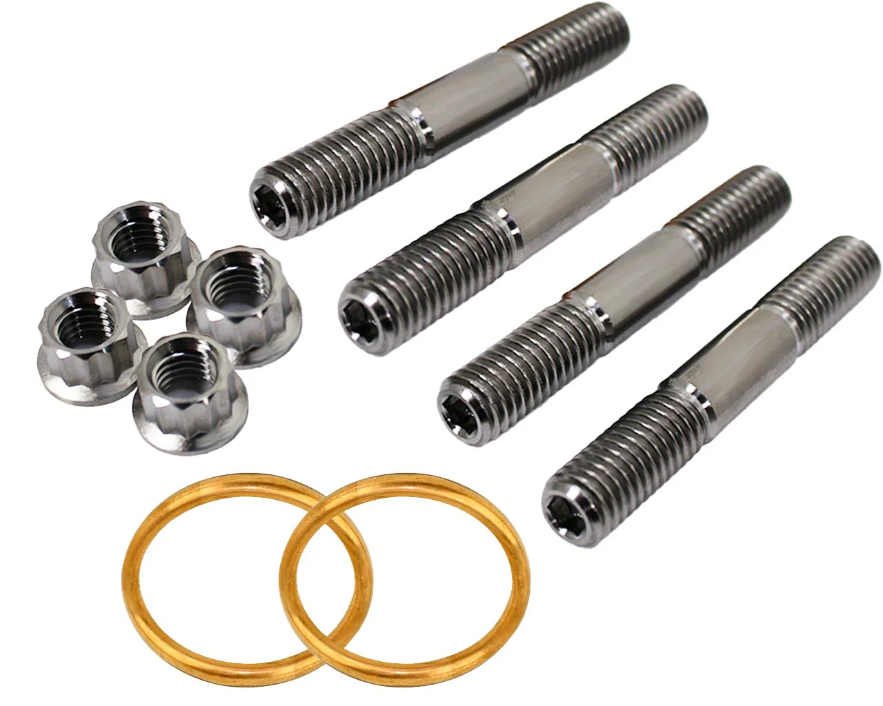 06-14 Raptor 700 TITANIUM Exhaust Studs Nut Donuts Gaskets Ti Head Pipe Stud Kit - Image 9