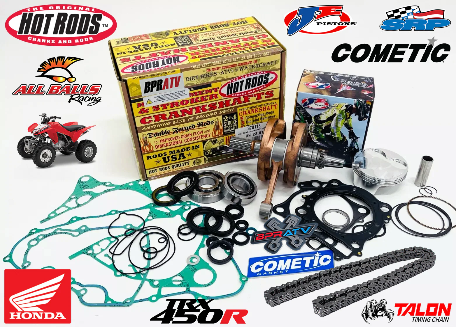 06+ Honda TRX450R TRX 450R Hot Rods Crank 96mm JE 12.8:1 Piston Gaskets Rebuild - Image 2