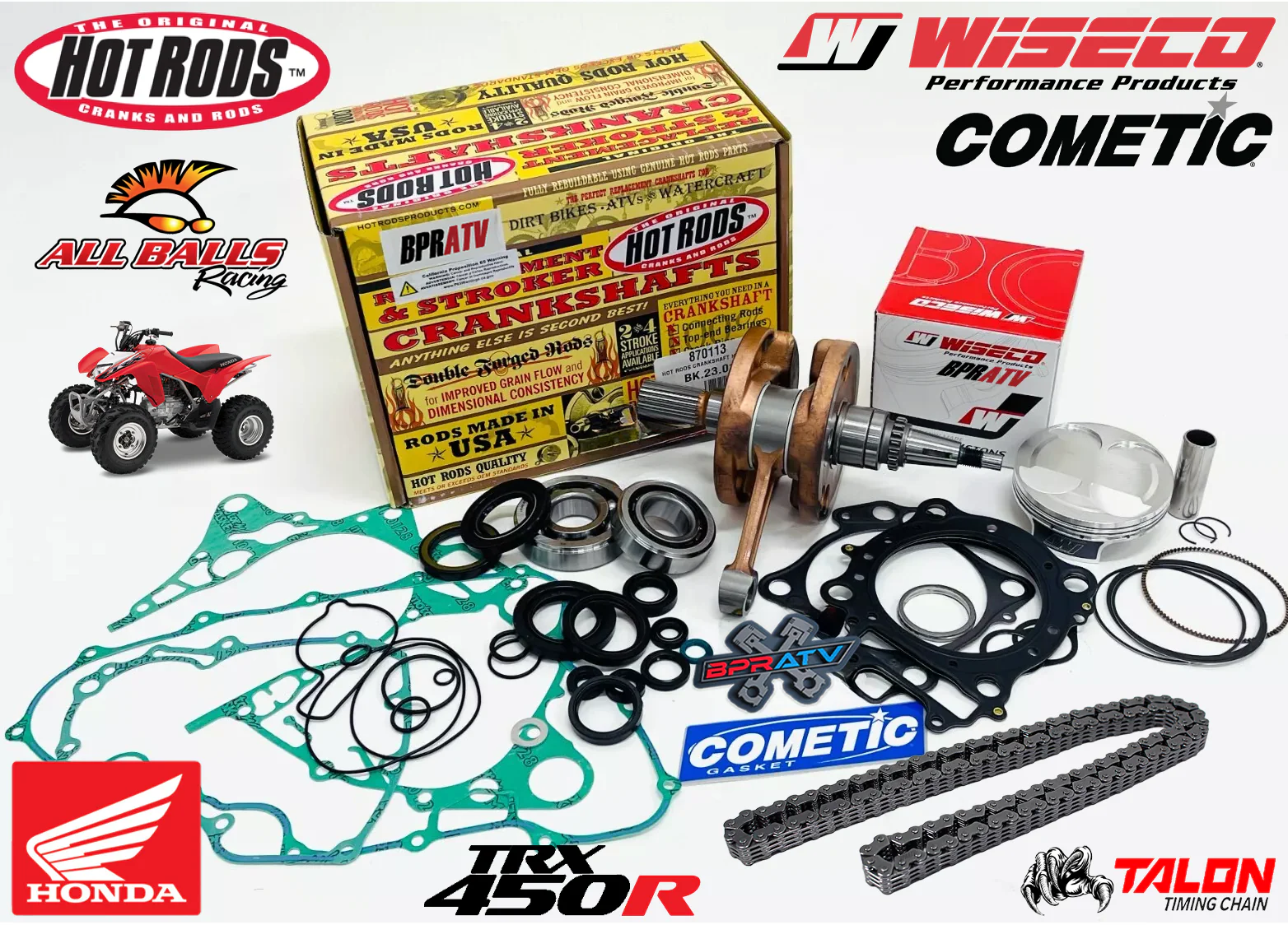 06+ Honda TRX450R TRX 450R Hot Rods Crank 96mm Wiseco Piston Gaskets Rebuild Kit - Image 2