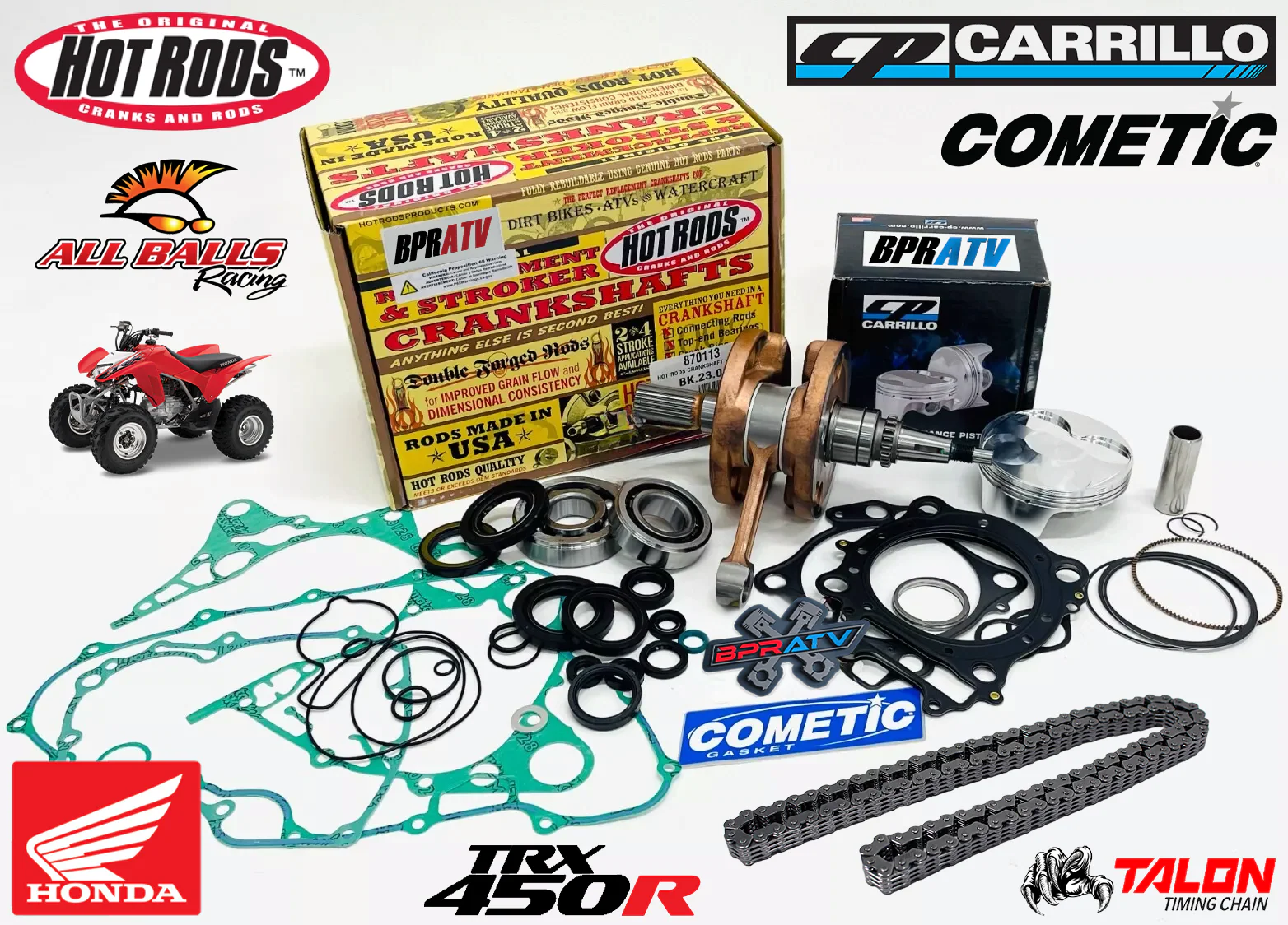 06+ Honda TRX450R TRX 450R Hot Rods Crankshaft 96mm CP Piston Gasket Rebuild Kit - Image 2