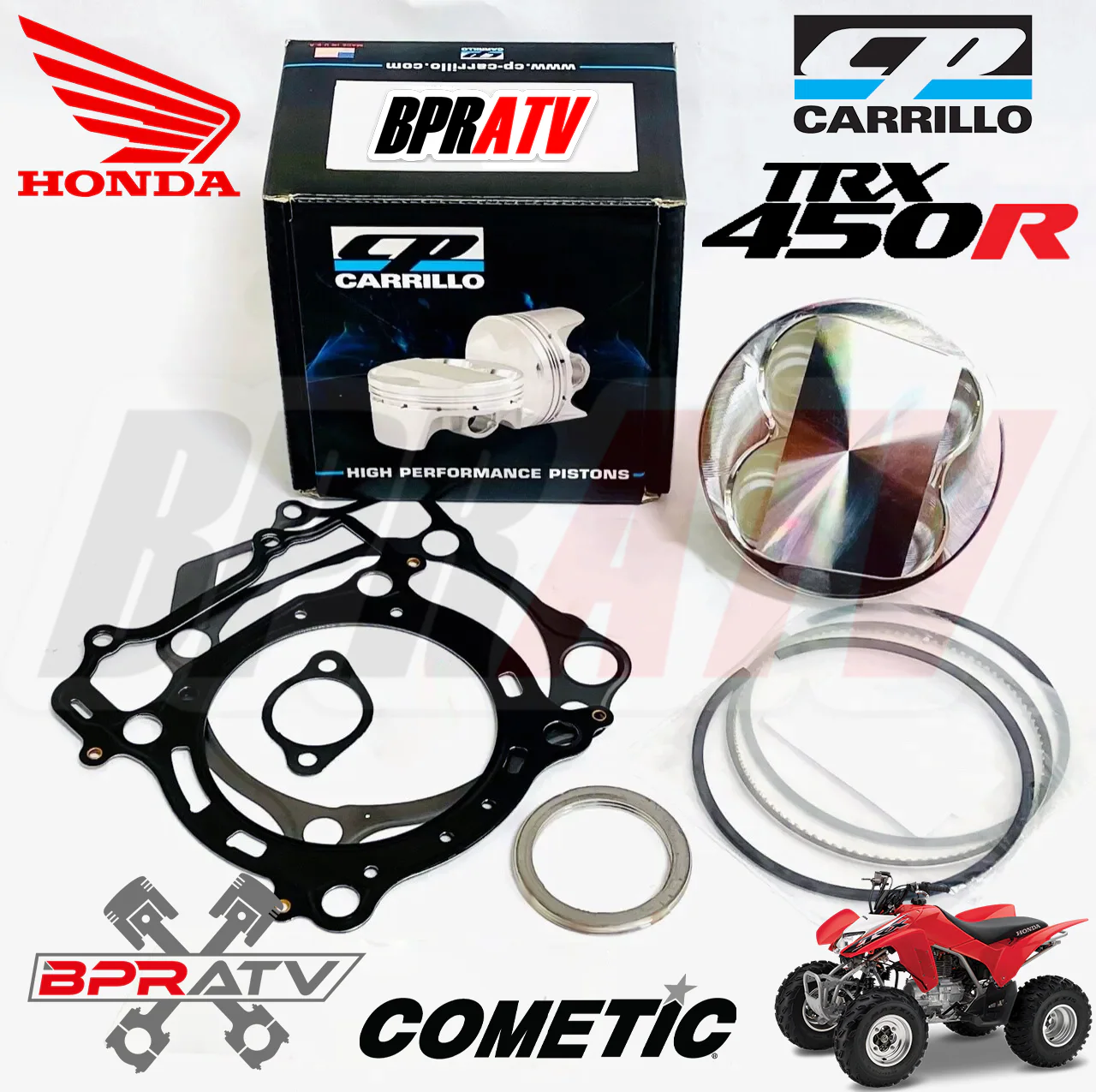 06+ TRX450R TRX 450R 100mm Big Bore Kit Cylinder +4mm JE CP Top End Rebuild Kit - Image 2