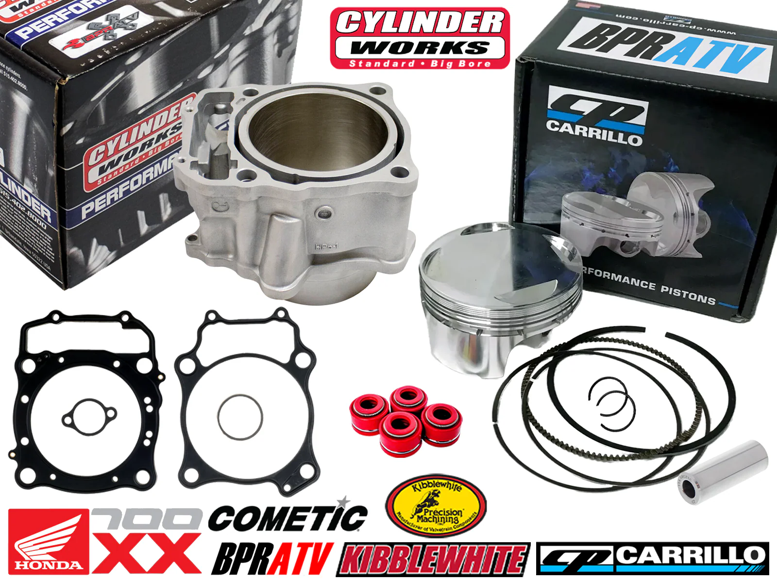 08 09 Honda TRX 700XX 102mm CP 11:1 Piston Cylinder Cometic Top End Rebuild Kit - Image 2