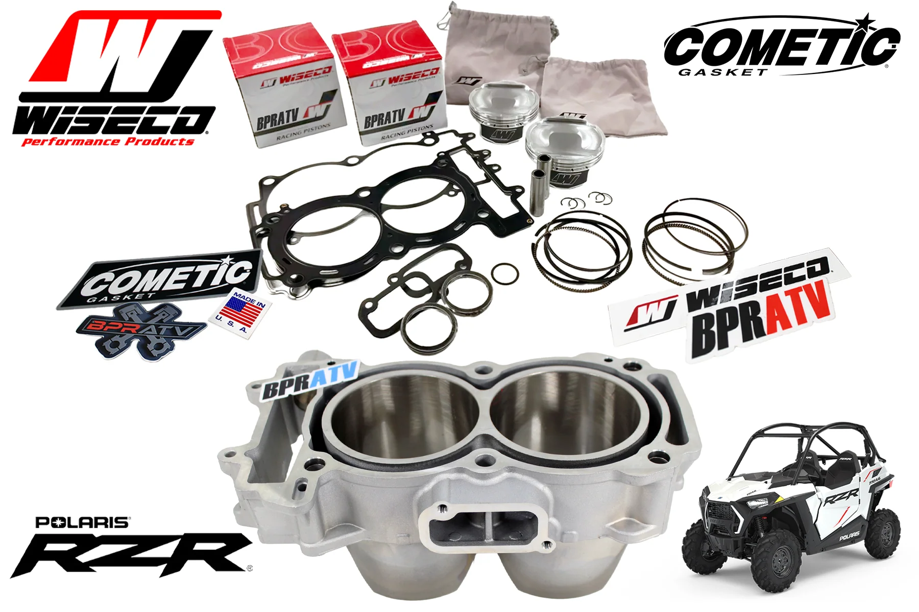11-14 Polaris RZR XP 900 XP900 93mm Cylinder 10.6:1 Wiseco Piston Cometic Gasket - Image 4