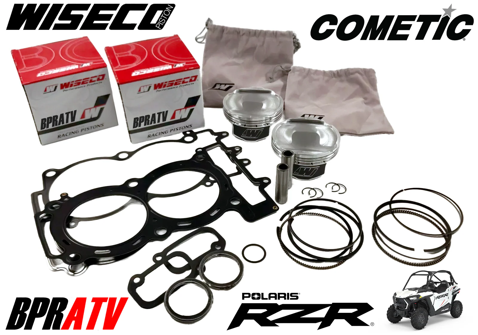 11-14 Polaris RZR XP 900 XP900 93mm Cylinder 10.6:1 Wiseco Piston Cometic Gasket - Image 7