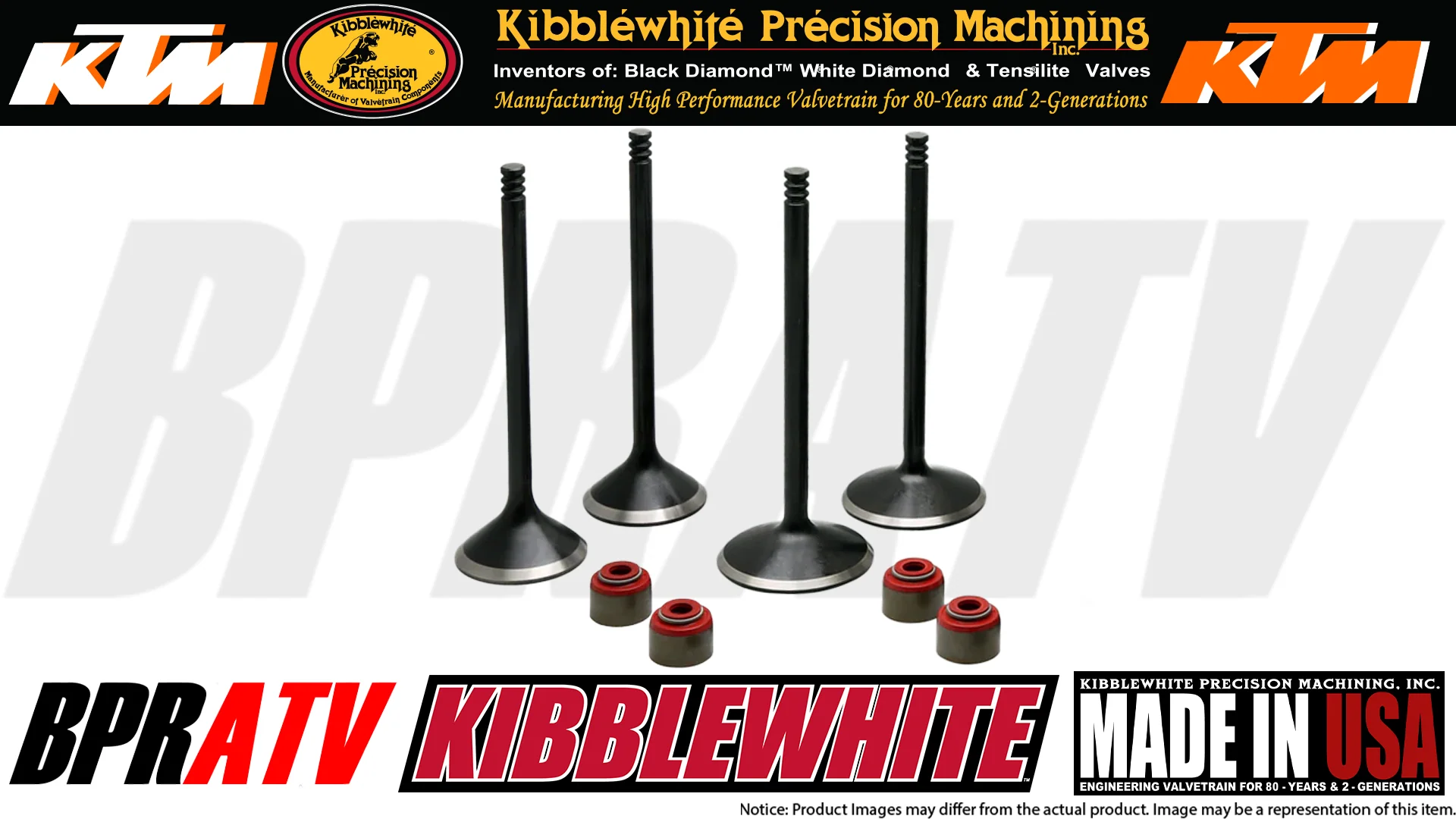 13-17 KTM 450 XC-F XCF 450 Kibblewhite Intake Valves Exhaust Valve Kit RED Seals - Image 3