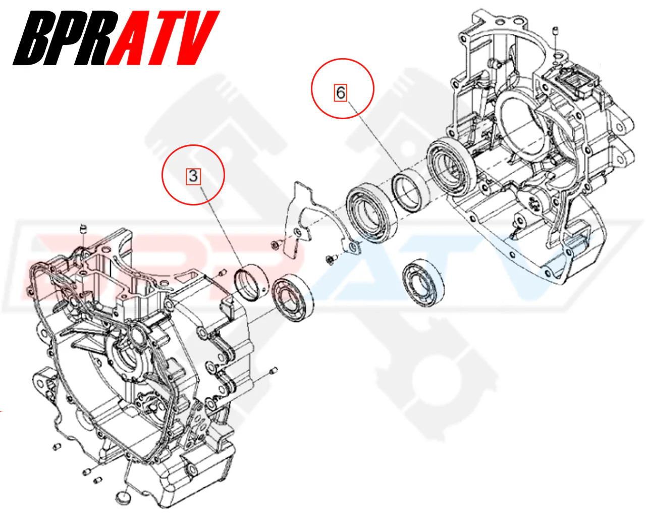 16 17 Polaris Sportsman 450 HO BPRATV Crankcase Main Bearing Bushing  Spacer Kit - Image 3