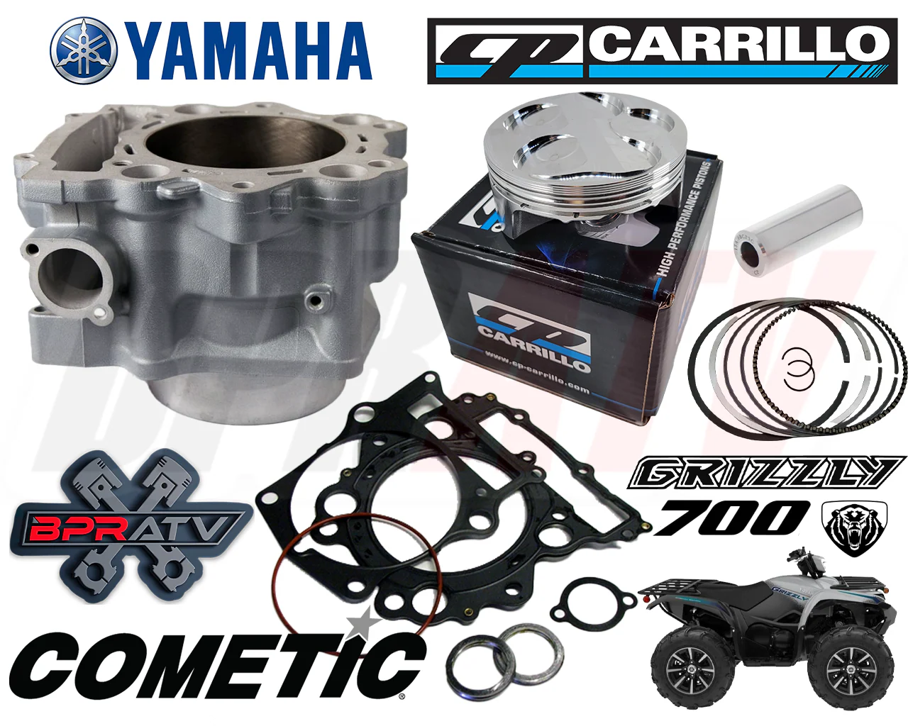19-24 Yamaha Grizzly 700 102mm OEM Bore Cylinder CP Pump Gas Piston Top End Kit - Image 16