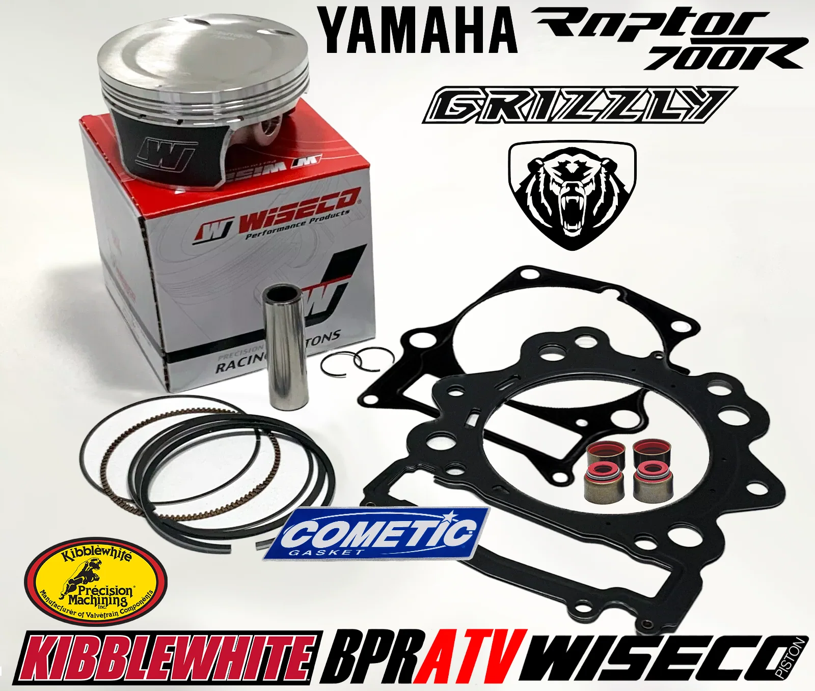 19+ Yamaha Grizzly 700 102mm Stock Bore Wiseco 10:1 Piston Cometic Gasket Seals - Image 16