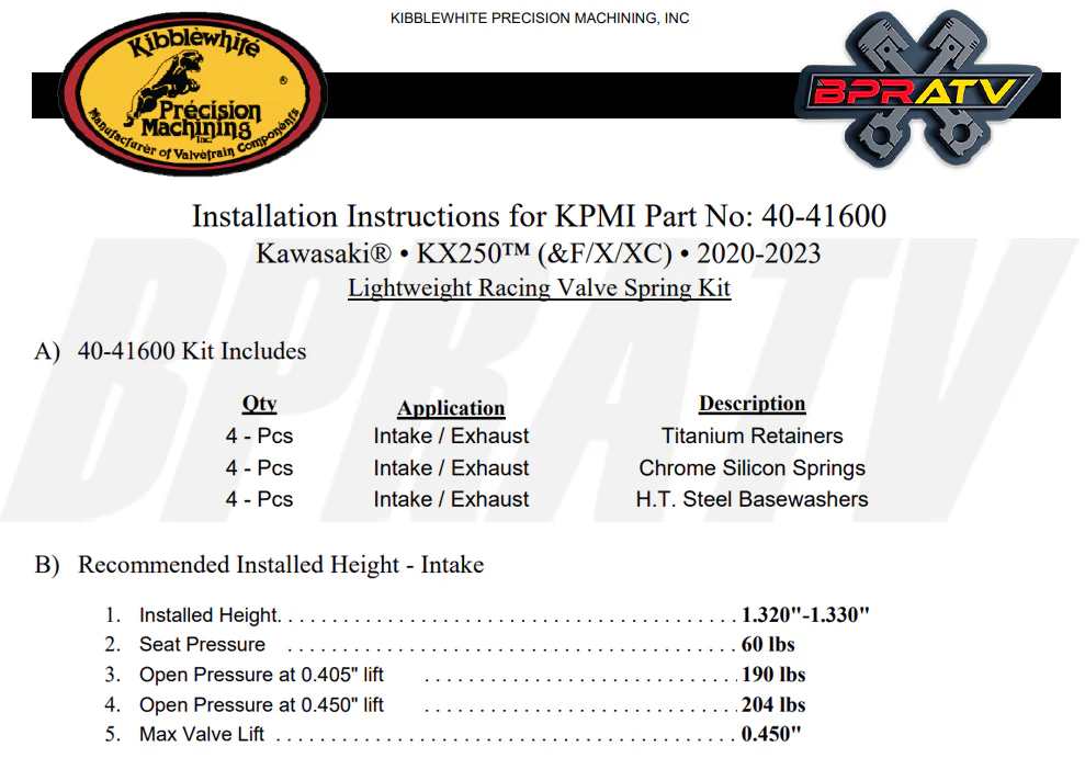 20-22 Kawasaki KX250 KX250F Kibblewhite Head Intake Exhaust Valves Seals Springs - Image 7