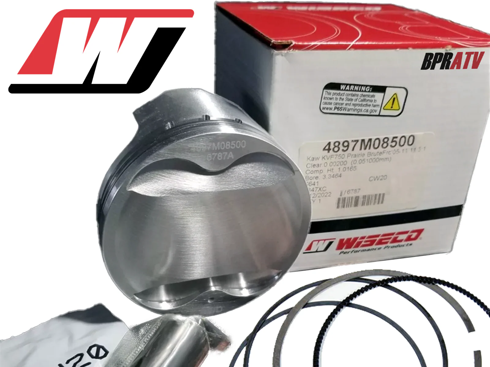2005-11 Brute Force 750 KVF750 11.5:1 STD 85mm Wiseco Piston Kit (2) 4897M08500 - Image 11