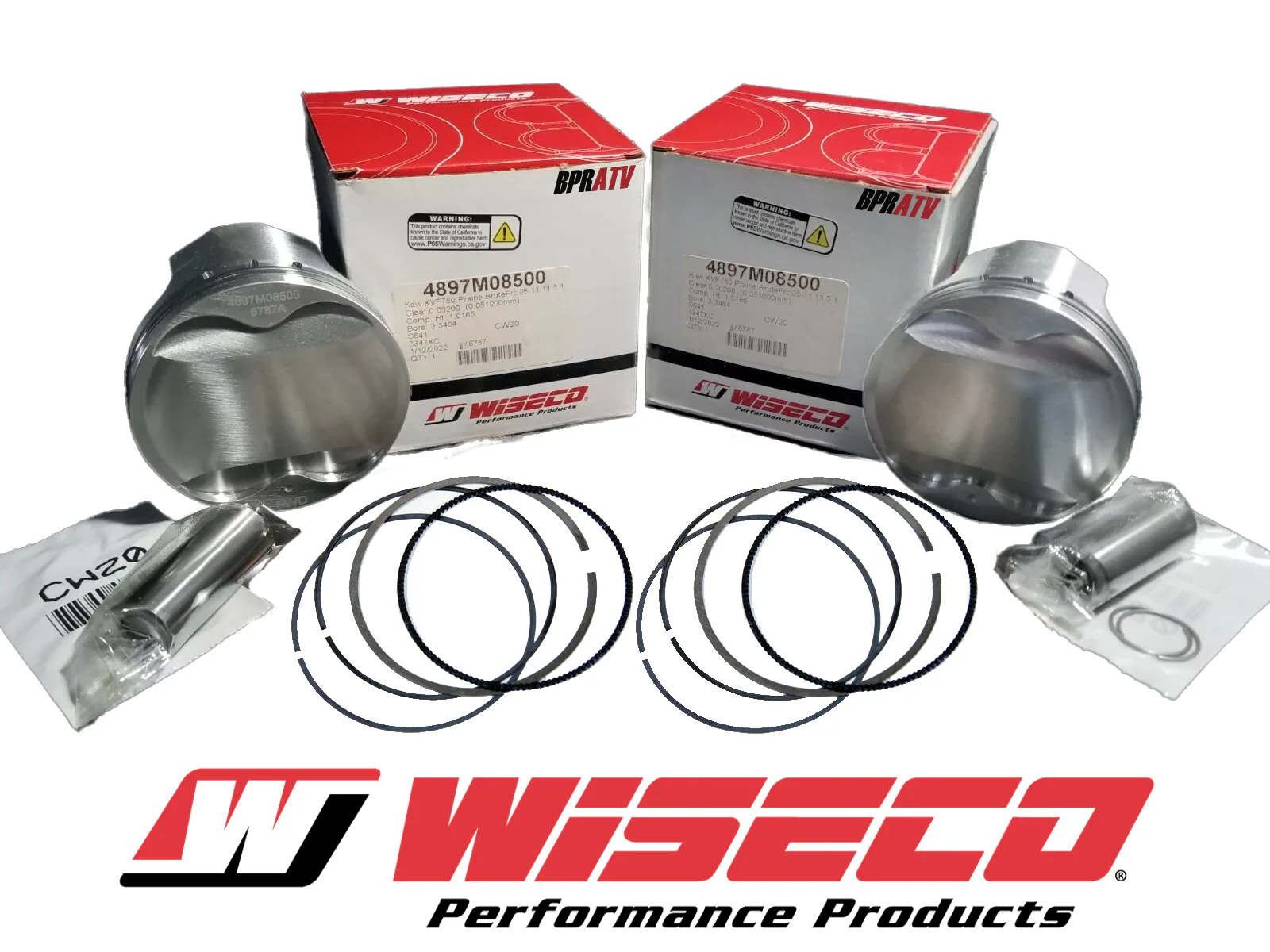 2005-11 Brute Force 750 KVF750 11.5:1 STD 85mm Wiseco Piston Kit (2) 4897M08500 - Image 3