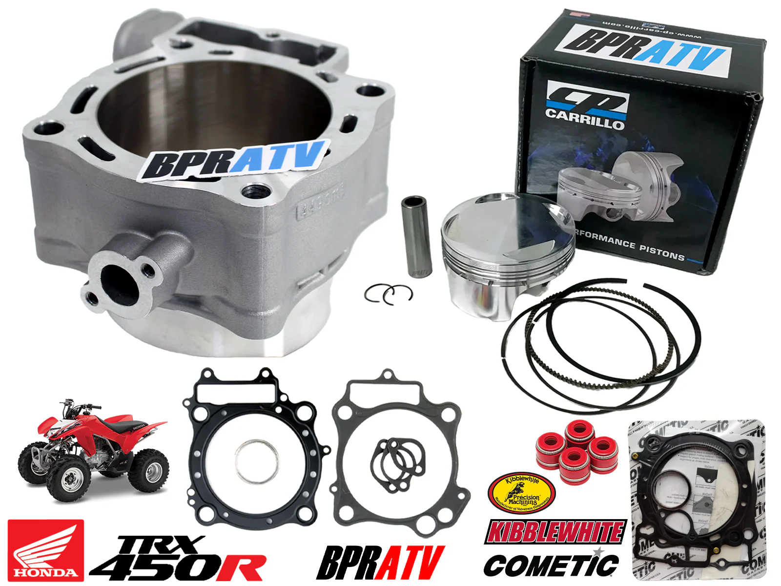 2006+ TRX450R TRX 450ER 100mm +4 13.5:1 CP Carrillo Piston Big Bore Cylinder Kit - Image 2