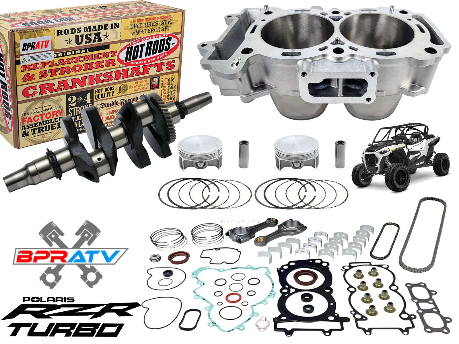 22-24 Polaris RZR Turbo R Complete Engine Rebuild Kit Crank Cylinder Piston Set - Image 2