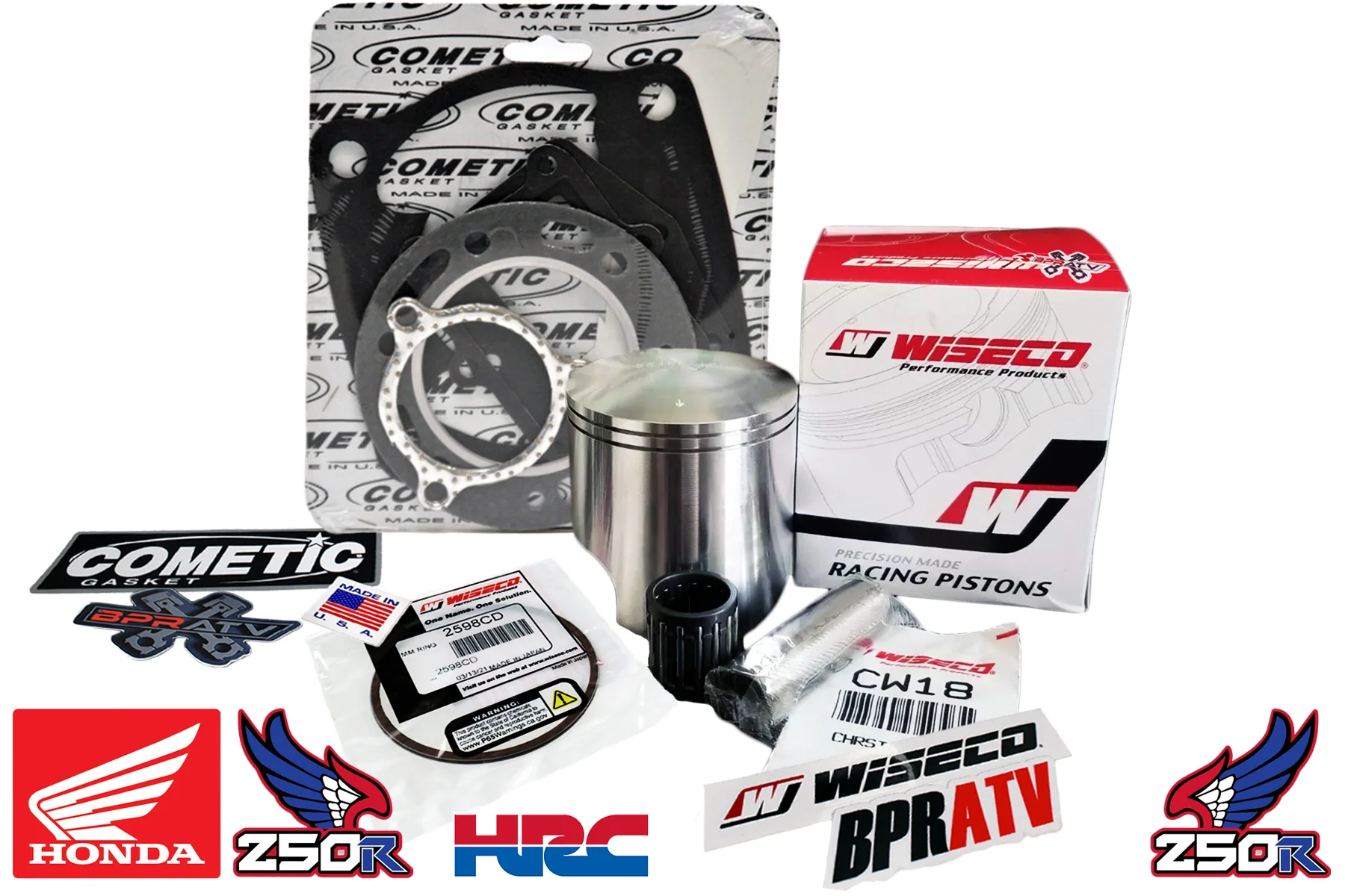 85 86 Honda TRX250R TRX ATC 250R Wiseco 66.50mm Piston Athena Gasket Rebuild Kit - Image 3