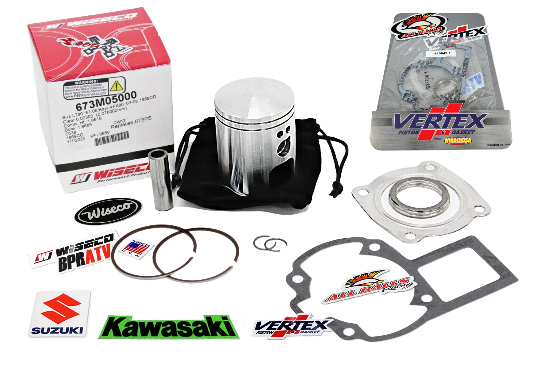87-06 Suzuki LT80 LT 80 Wiseco Stock 50mm Bore Piston Vertex Gasket Rebuild Kit! - Image 18