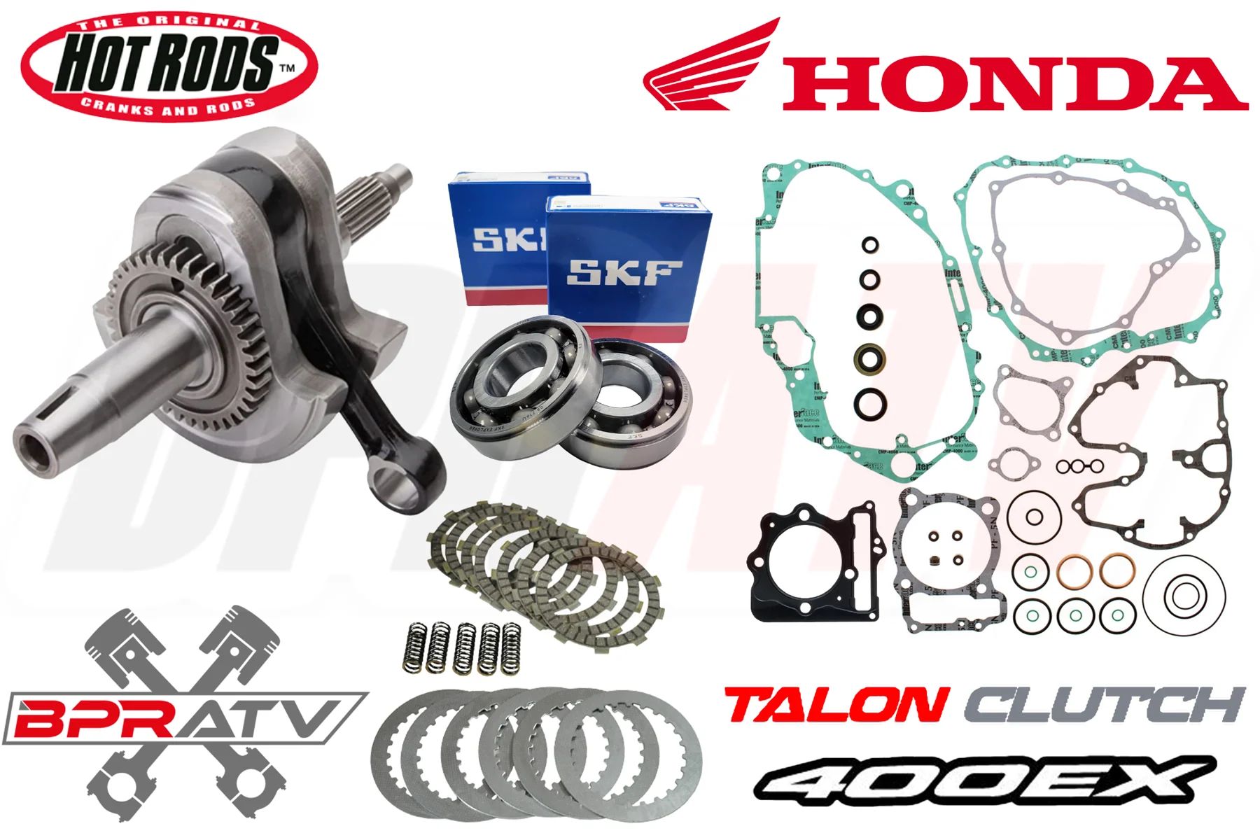 99-04 TRX 400EX Stroker Crank Rebuild Kit Hotrods 4mm Crankshaft Bottom End Part - Image 2