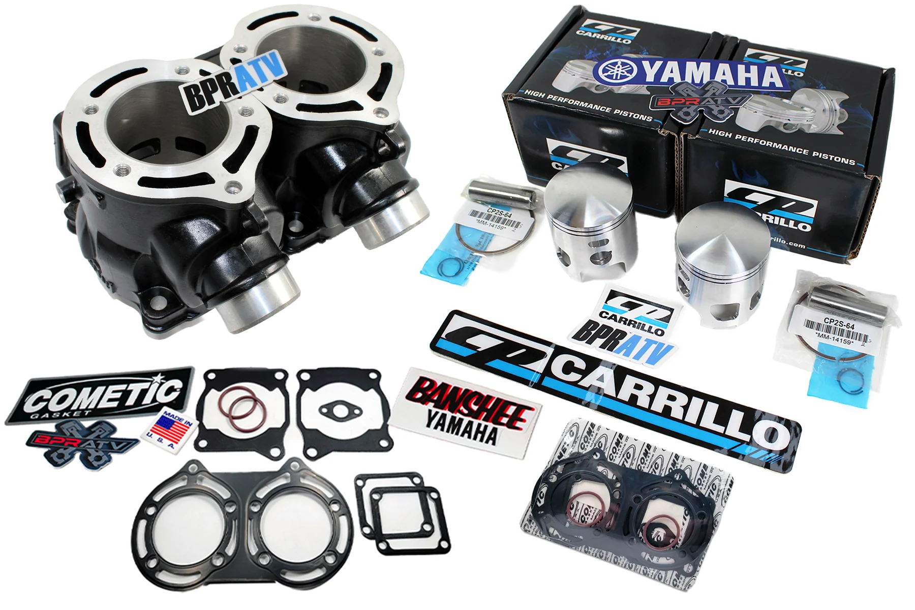 Banshee 350 64mm CP-Carrillo Pistons Stock Cylinders Cometic Top End Rebuild Kit