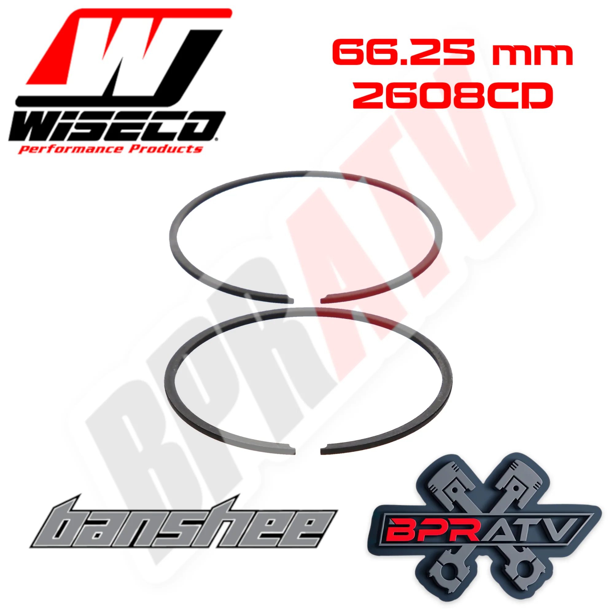 Banshee 350 66.25 mm Bore Wiseco Piston Rings Rebuild Set 2608CD 1 (Set of One) - Image 3