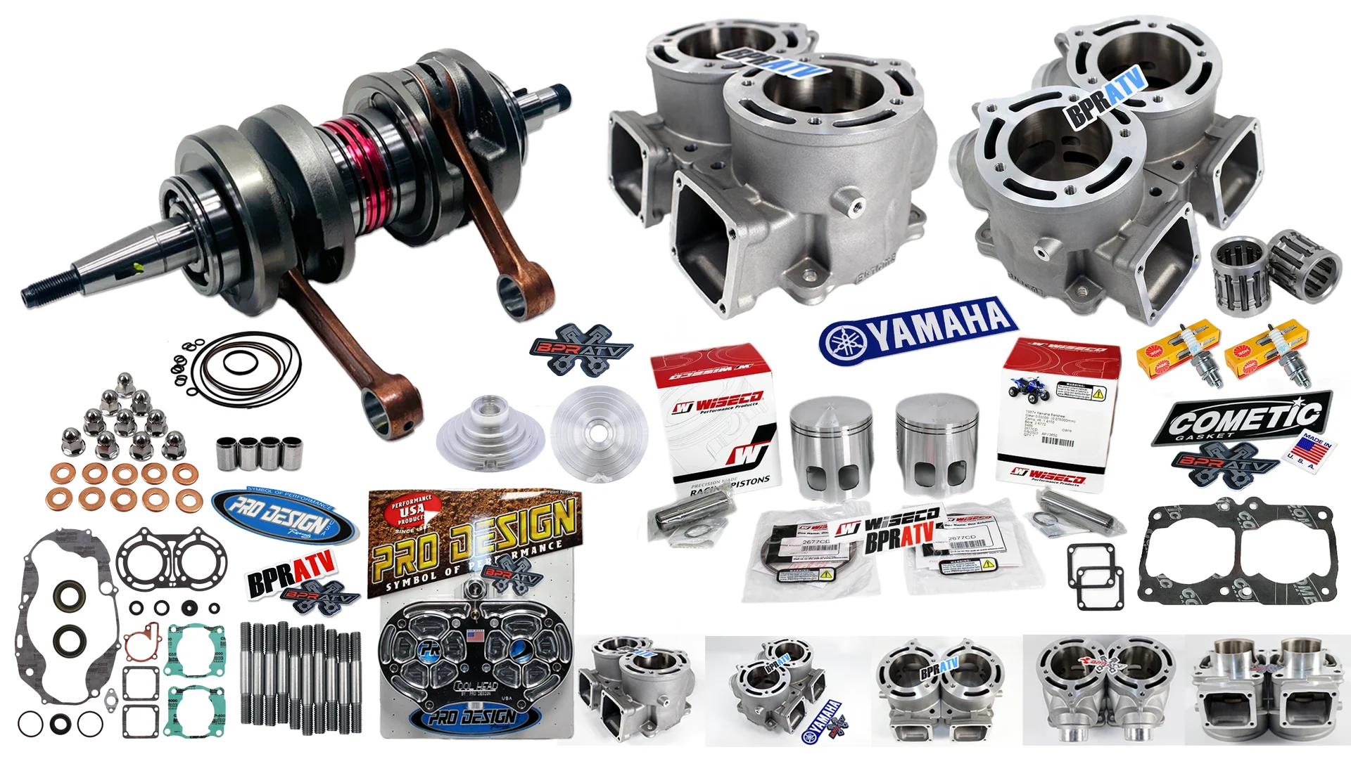 Yamaha Banshee 421cc Stroker Kit ARES 68mm Cylinders Wiseco Pistons Cool Head +4