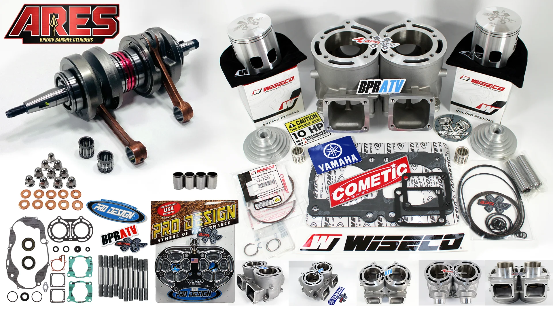 Yamaha Banshee 421cc Stroker Kit ARES 68mm Cylinders Wiseco Pistons Cool Head +4 - Image 3