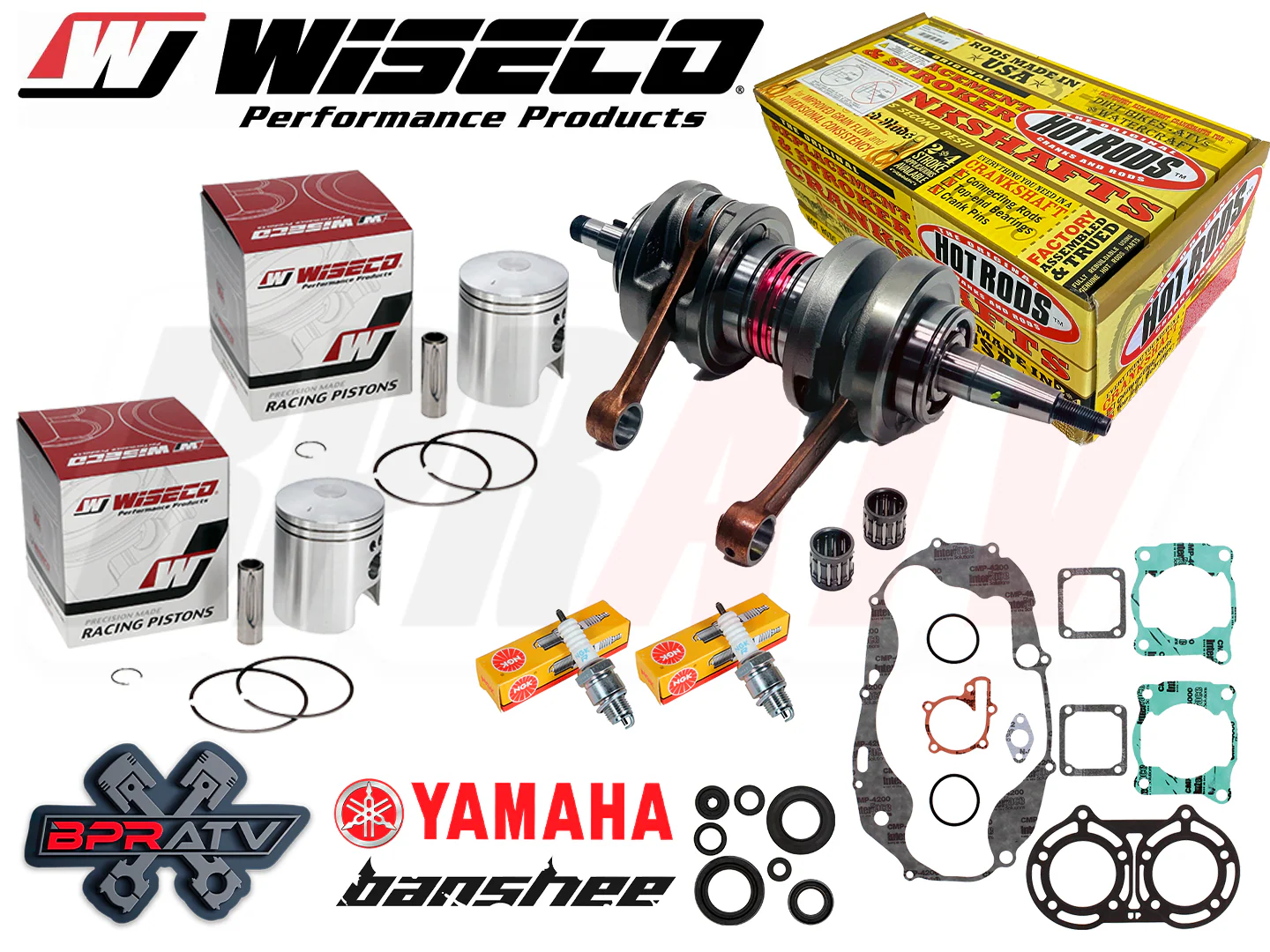 Yamaha Banshee 65mm +1m Bore Wiseco Hotrods Bottom Top End Motor Rebuild Kit NGK