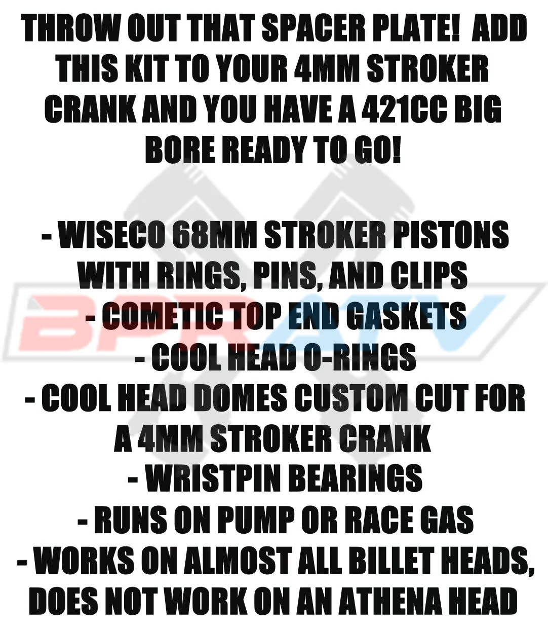 Banshee Athena 421 4mm Stroker Conversion 68mm Wiseco Pistons Top End Redo Kit - Image 3