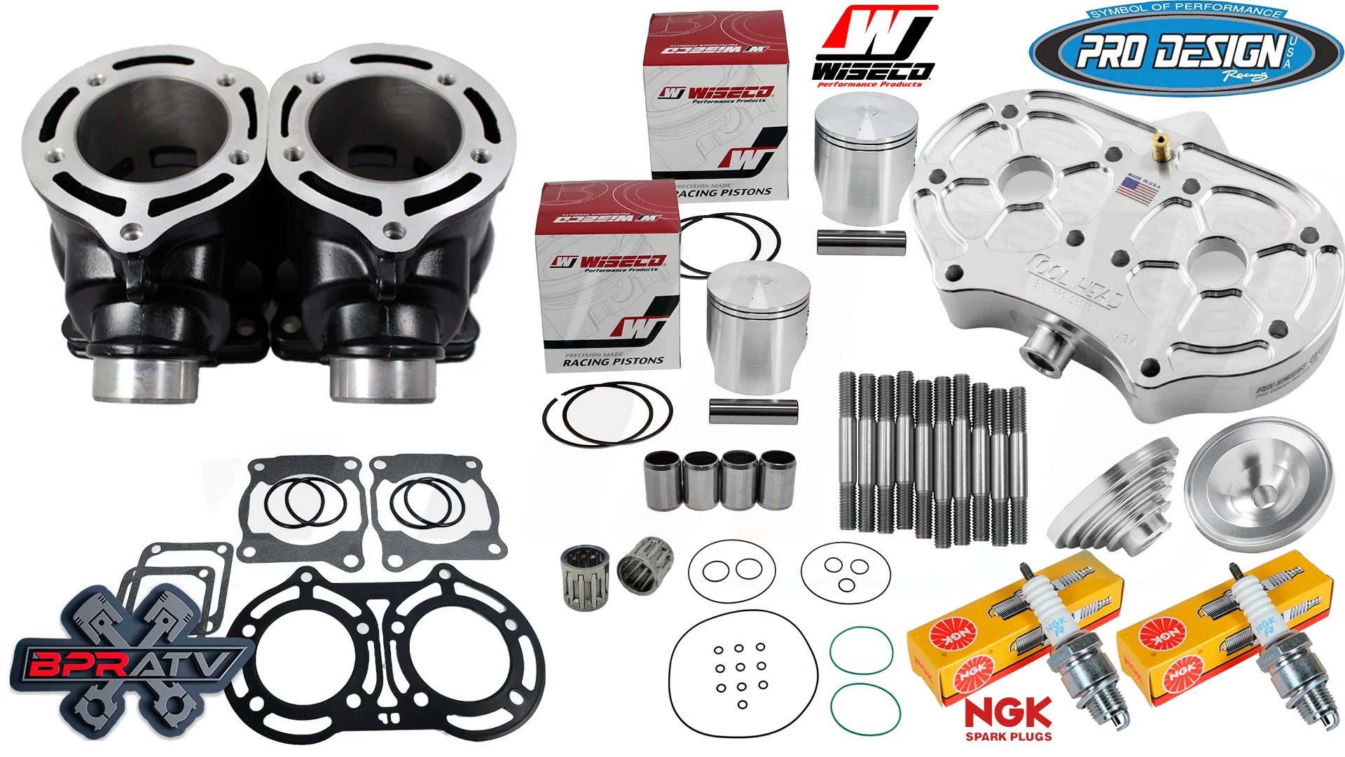 Banshee BPRATV Wiseco 66mm Big Bore 409 Stroker Crank Pistons Pro Head Domes Cub - Image 2