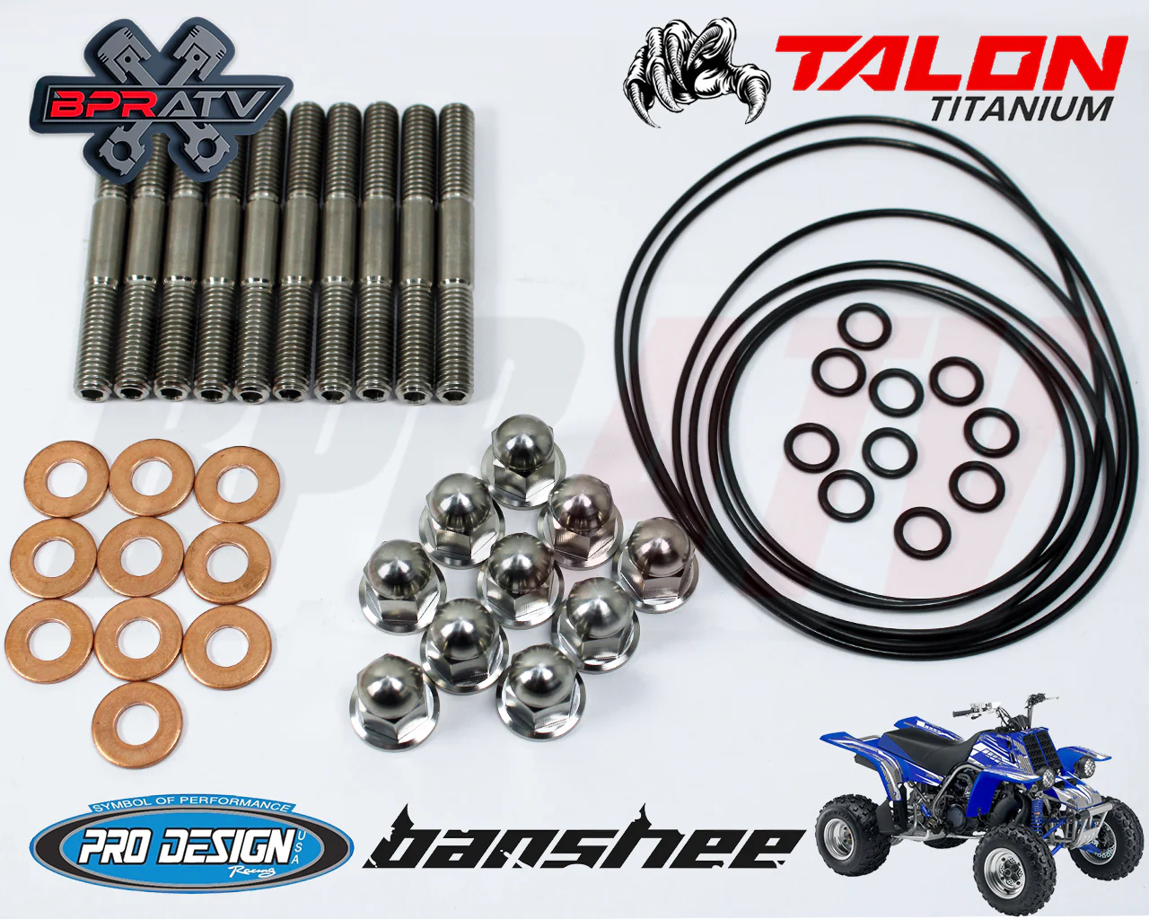 Banshee YFZ 350 BPR TITANIUM Pro Design Cool Head Stud Kit Nuts O-Rings Gaskets - Image 4