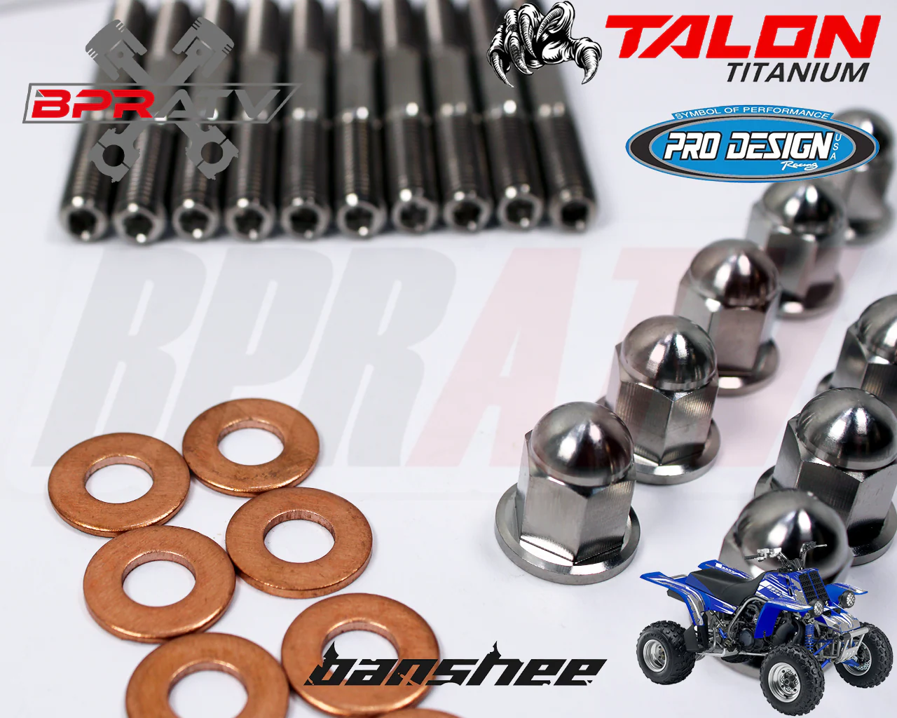 Banshee YFZ 350 BPR TITANIUM Pro Design Cool Head Stud Kit Nuts O-Rings Gaskets - Image 9