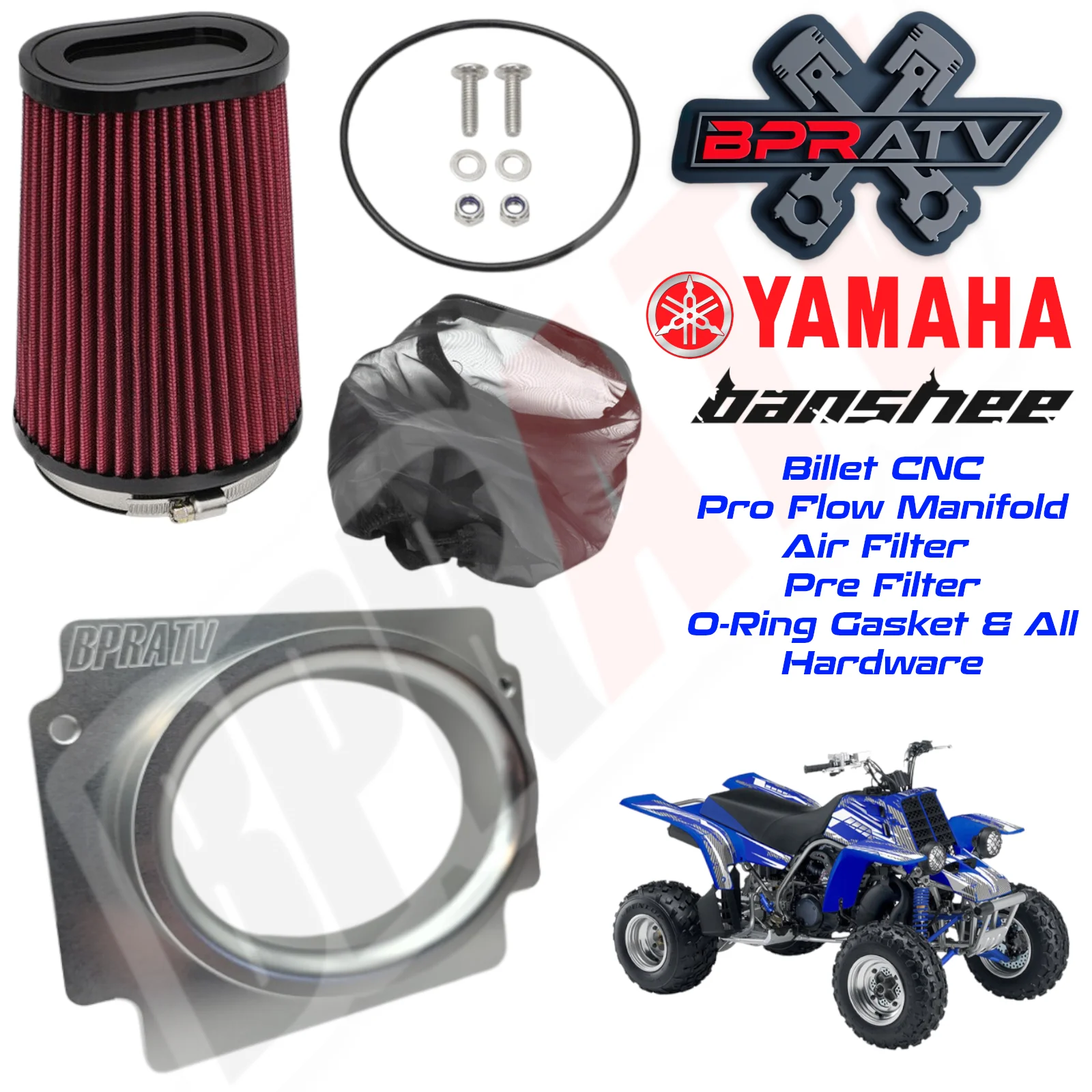 Banshee YFZ 350 Pro Flo Flow Kit Proflow Pro flow Air Intake K&N Style Filter - Image 2