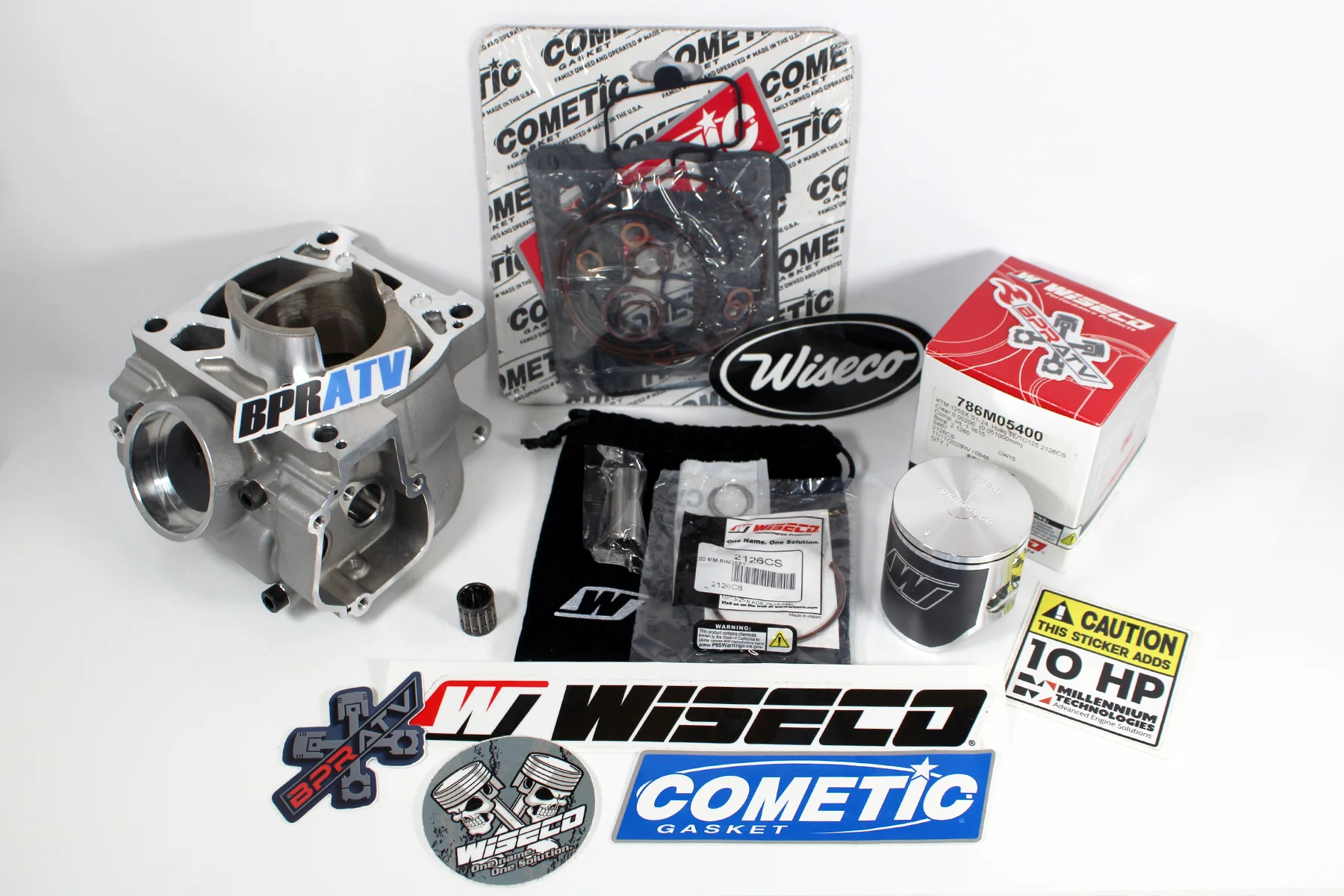 KTM 125 SX XC Top End Rebuild Kit Wiseco Piston BPRATV 54mm Nikasil Cylinder Kit - Image 2
