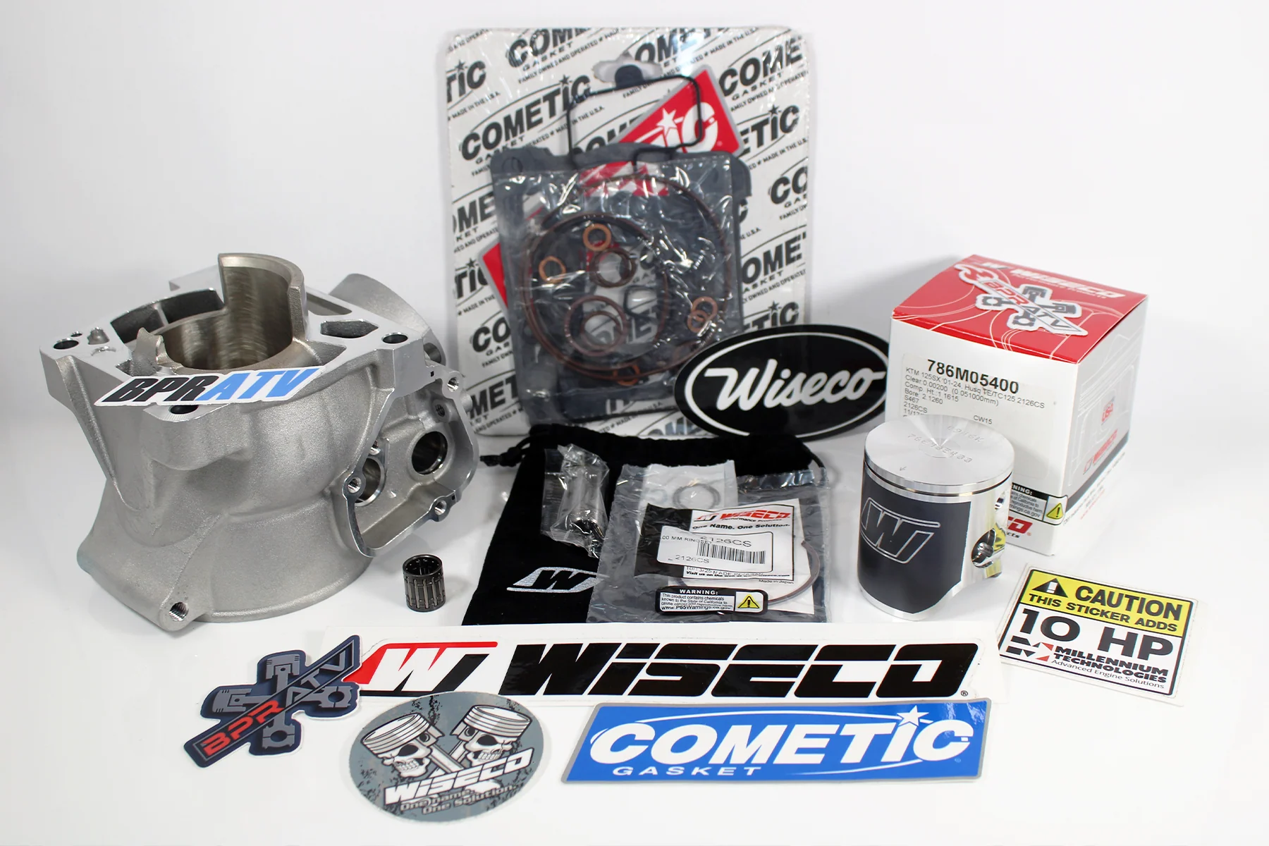 KTM 125 SX XC Top End Rebuild Kit Wiseco Piston BPRATV 54mm Nikasil Cylinder Kit - Image 3