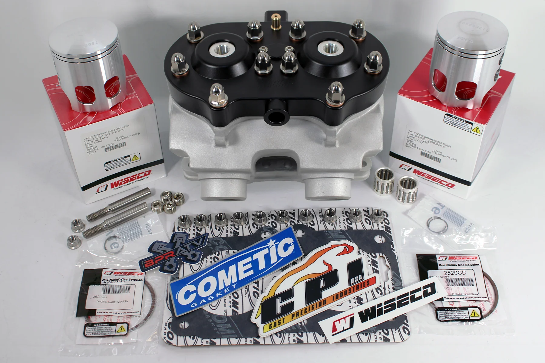BPRATV BANSHEE CUB Cylinder BLACK Billet Head Wiseco Pistons Top End Rebuild Kit