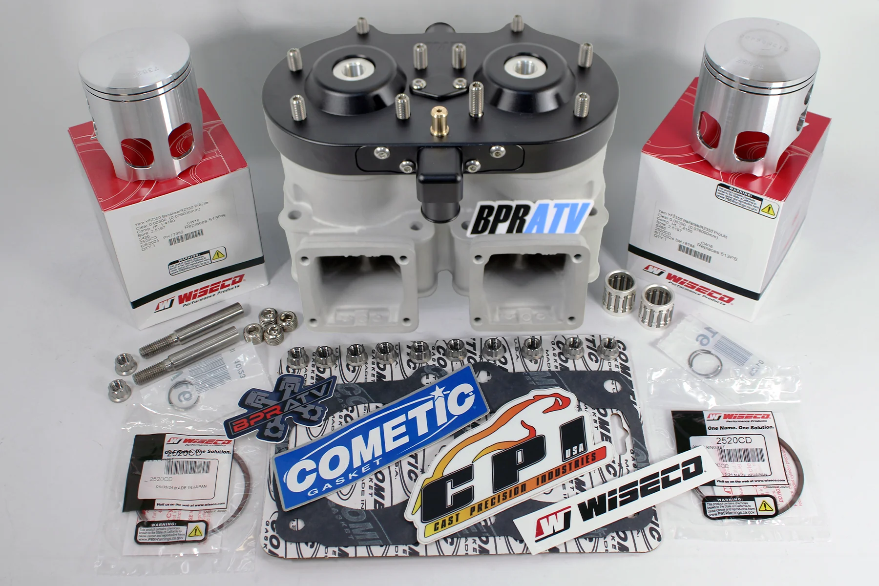 BPRATV BANSHEE CUB Cylinder BLACK Billet Head Wiseco Pistons Top End Rebuild Kit - Image 9