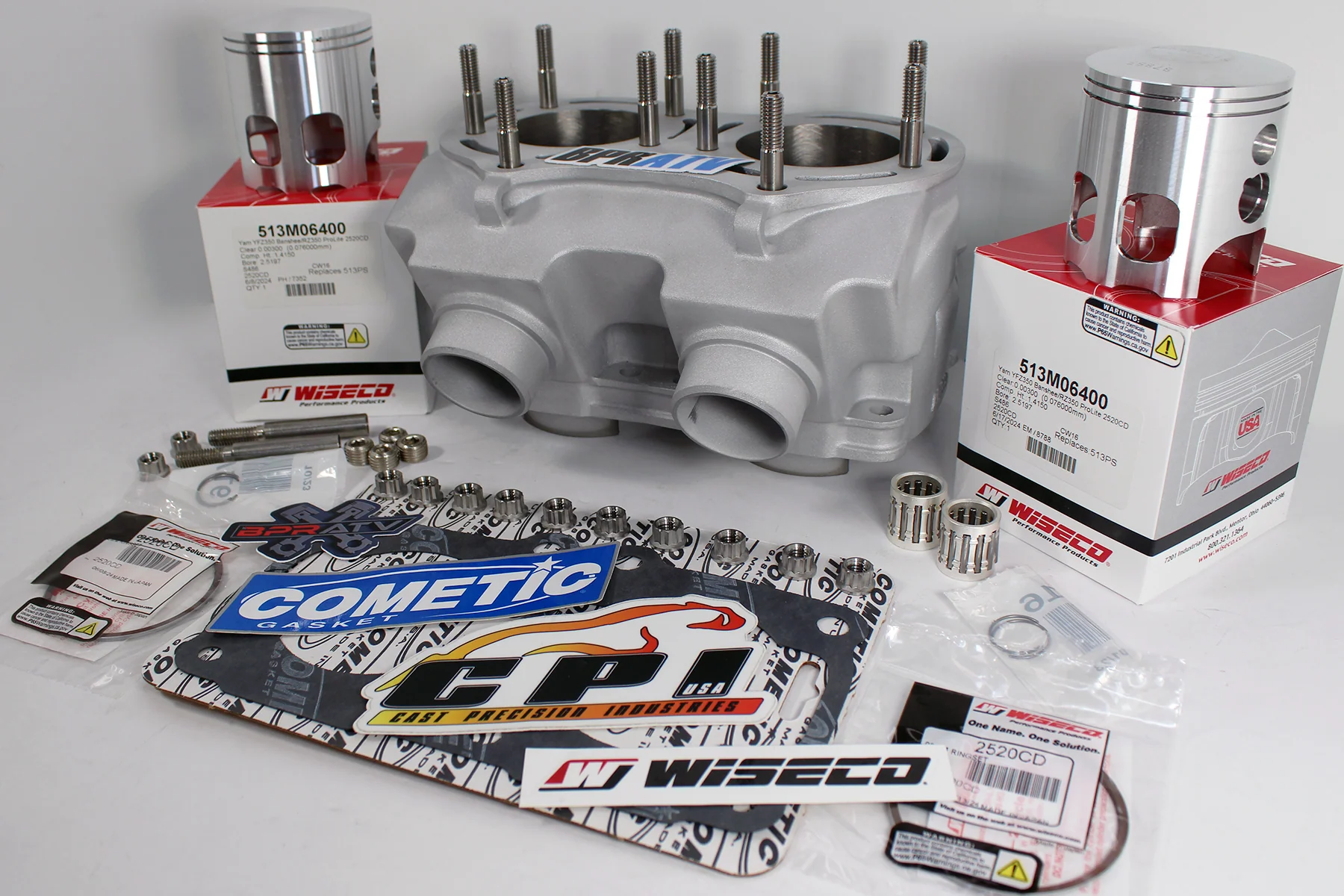 BPRATV CPI BANSHEE CUB 64mm Stock Cylinder & Wiseco Complete Top End Rebuild Kit - Image 2
