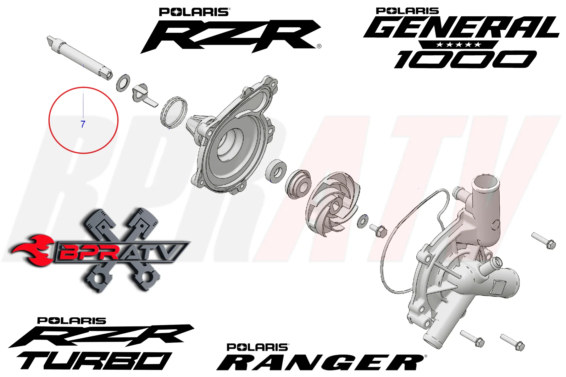 BPRATV Polaris RZR XP 4 Ranger 900 XP 1000 Water Pump Shaft Replacement 5140683 - Image 3