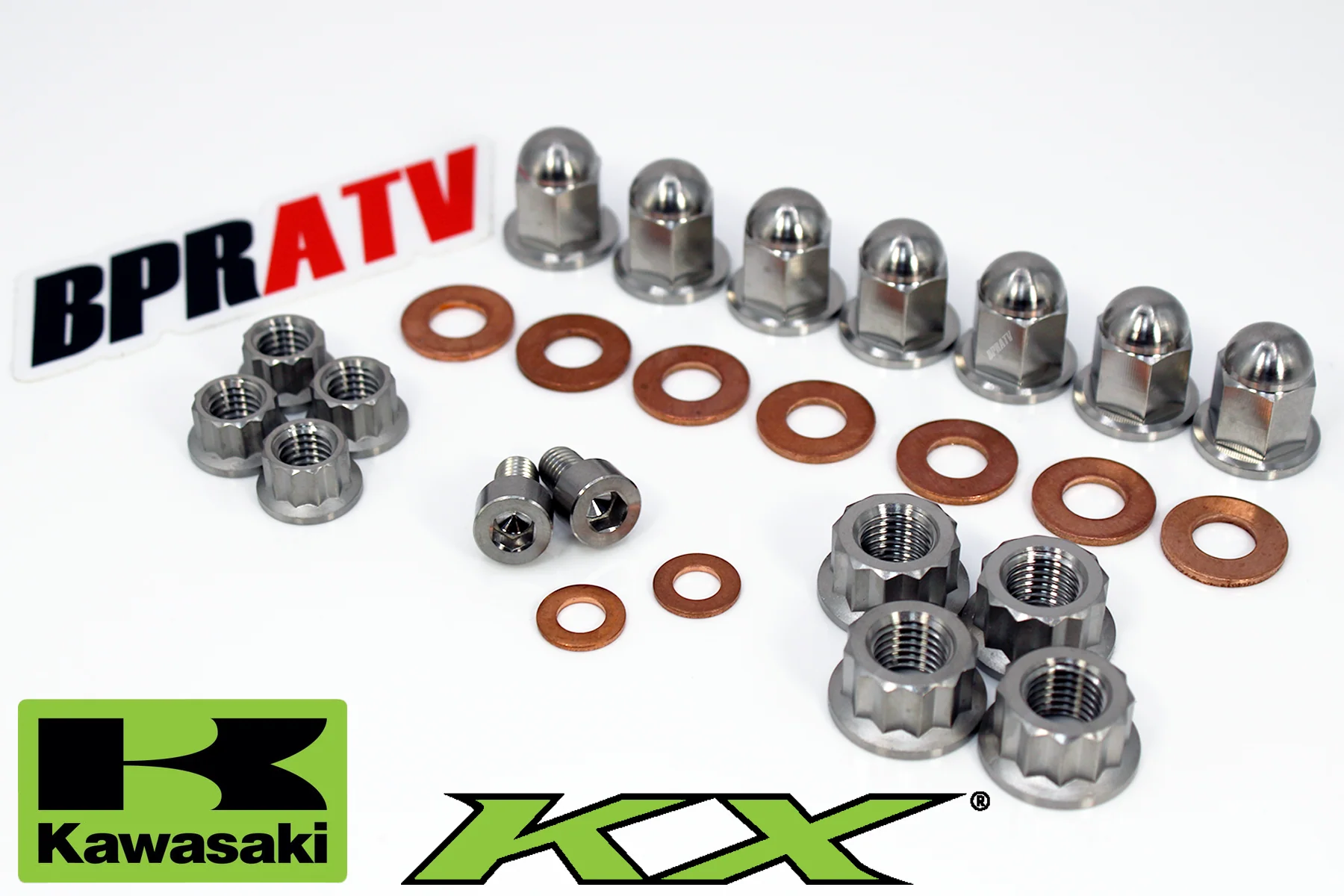 BPRATV Titanium Kawasaki KX250 KX 250 Top Cylinder Head Acorn Cap Nuts Kit Set - Image 2