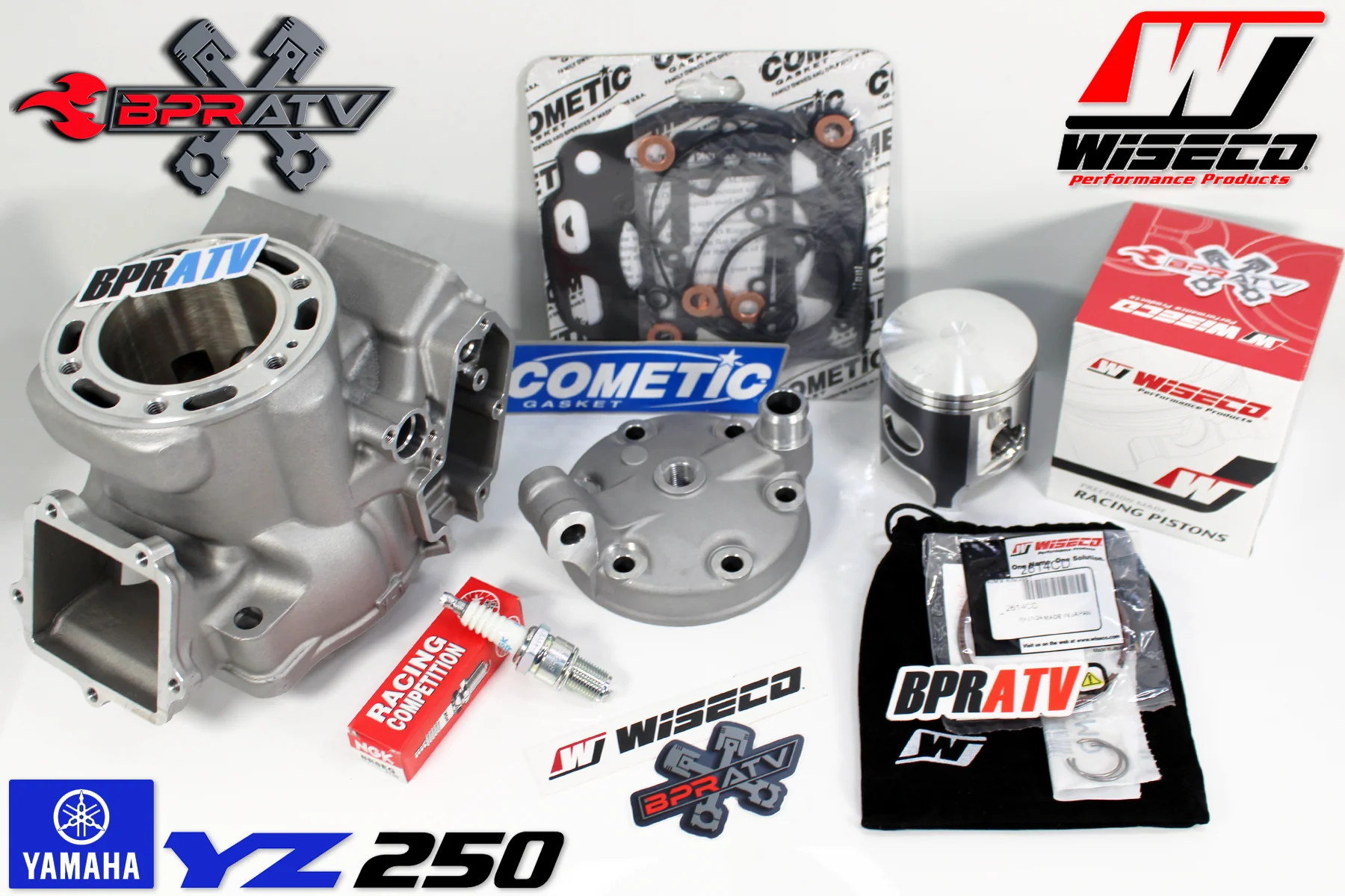 BPRATV Yamaha YZ250 YZ 250 Cylinder Head Wiseco Piston Cometic Full Top End Kit - Image 2