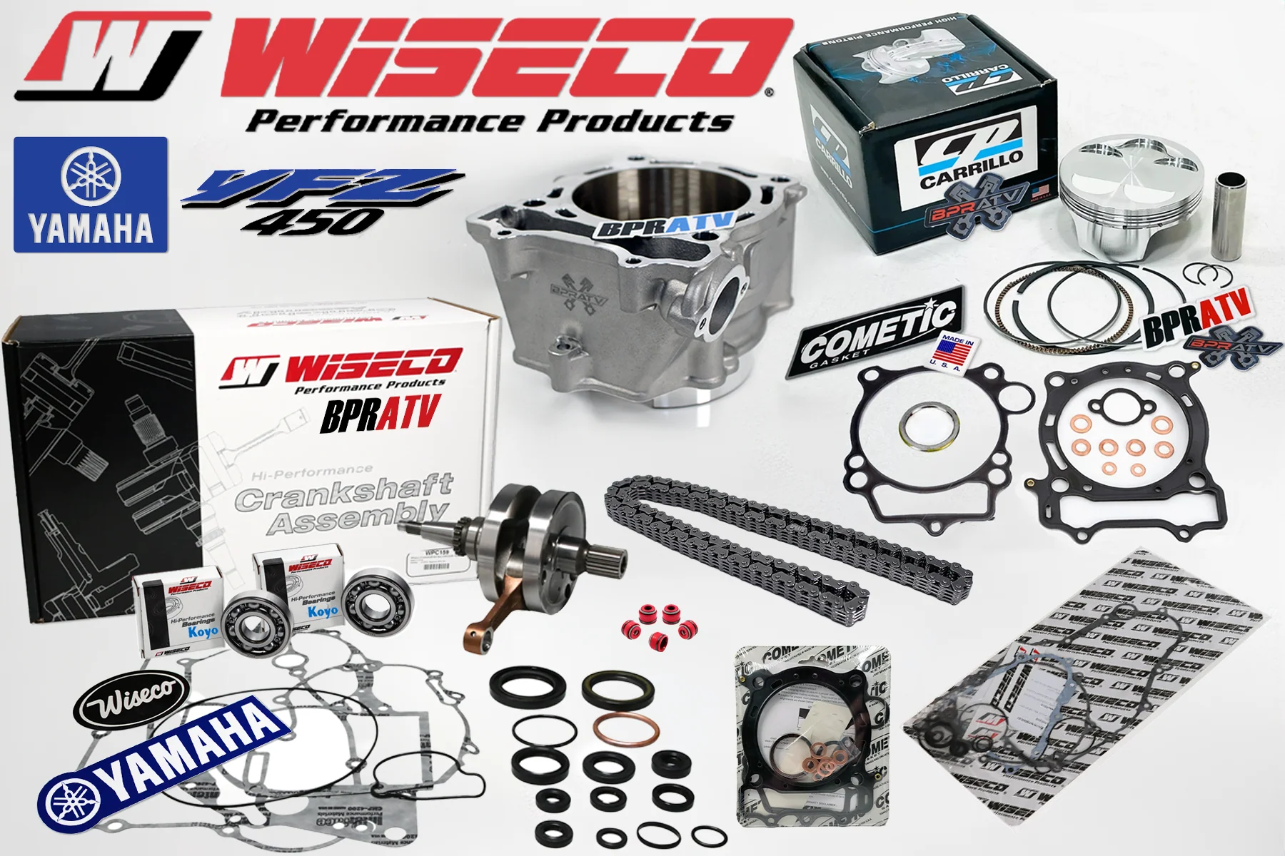 New Yamaha YFZ450 95mm Wiseco Crank CP Piston BPRATV Cylinder Engine Rebuild Kit - Image 2