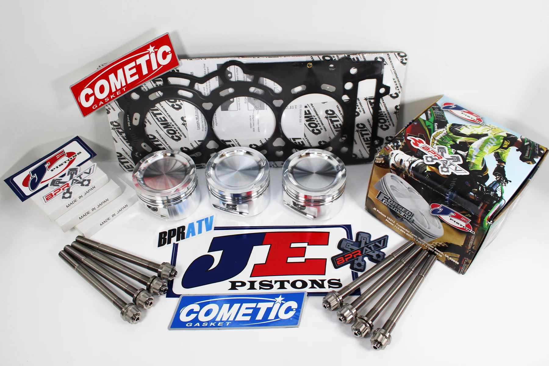 Can-Am X3 X-3 Turbo JE Piston Set 74mm 9.5:1 MLS Head Gasket Titanium Studs NEW! - Image 2