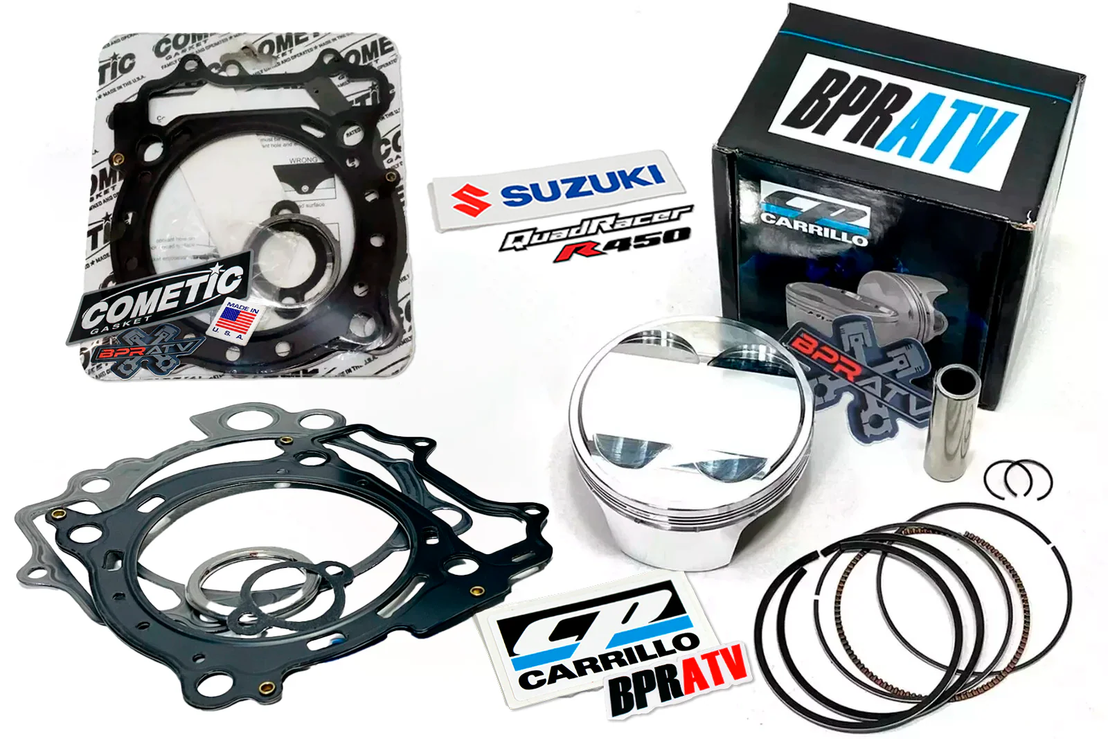 CP-Carrillo Forged 95.5mm Piston 13:1 + Cometic Gasket Kit Suzuki LTR450 '06–11 - Image 2