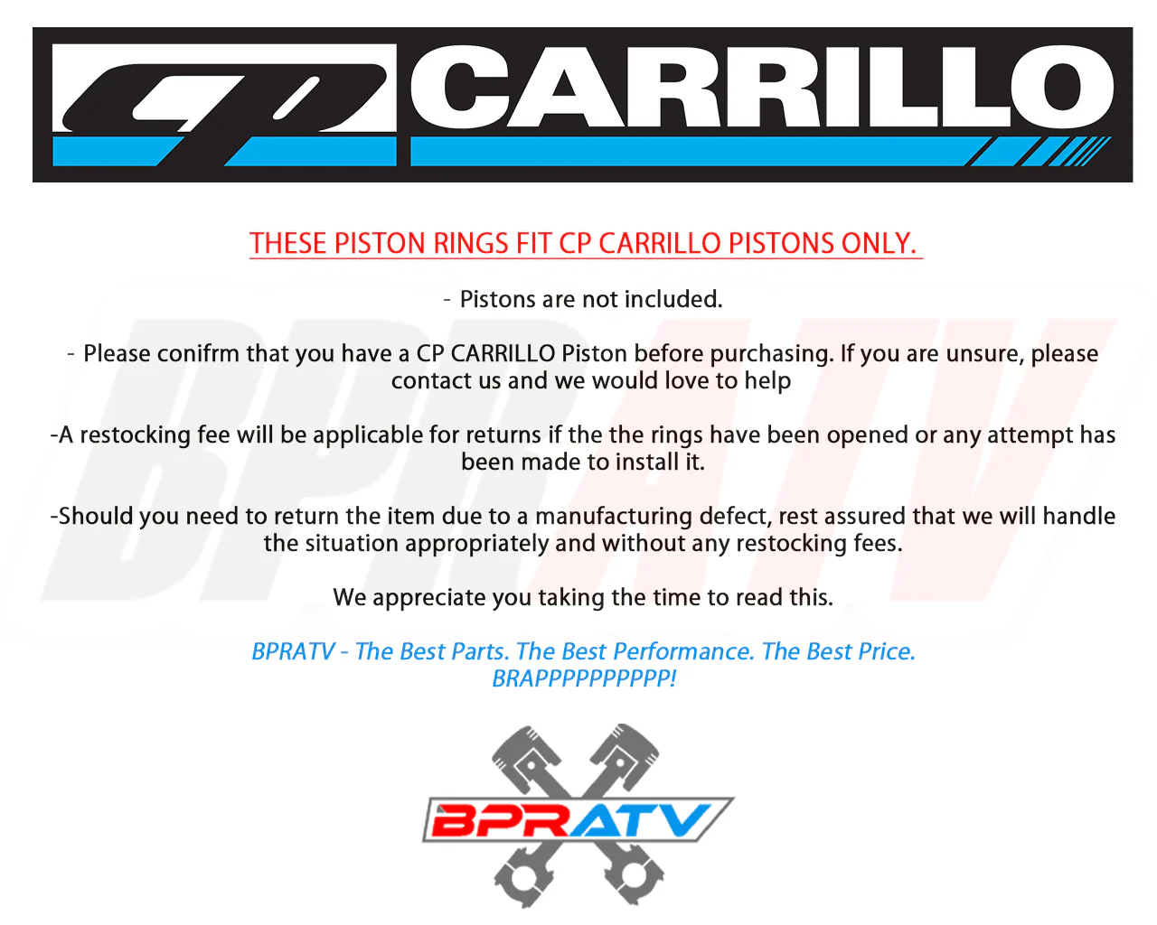 CP Carrillo Piston Rings Replacement Ring Set 97mm TRX450R YFZ450 YFZ 450R DS450 - Image 3