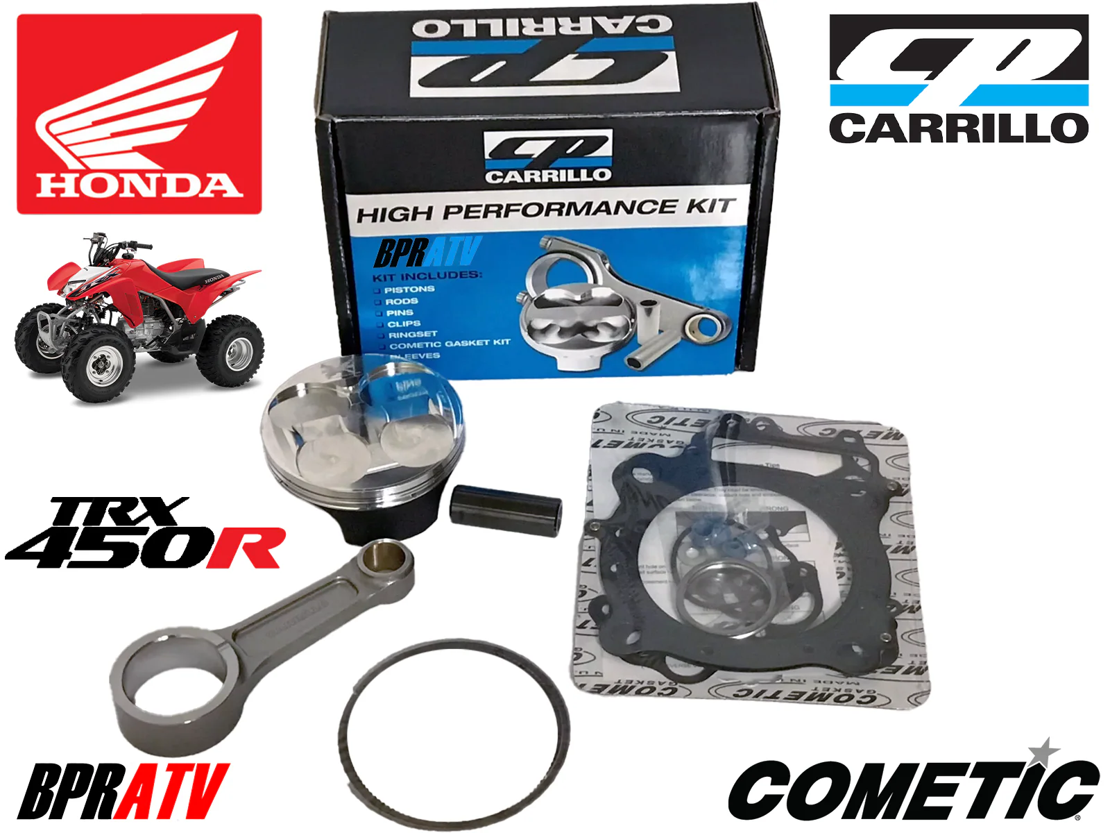 CP Carrillo Rod 14:1 Race Piston Kit Cometic Gasket for 06+ Honda TRX 450R 450ER - Image 4